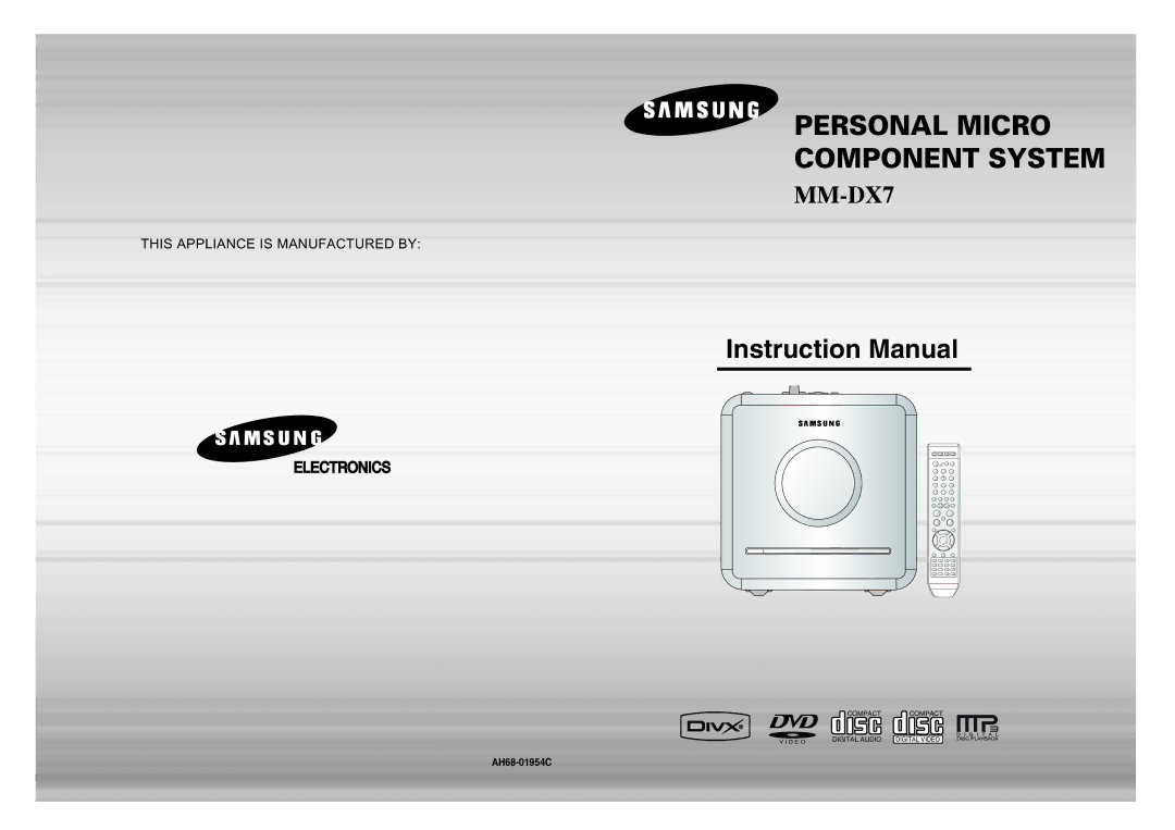 Samsung MM-DX7 instruction manual Personal Micro Component System 