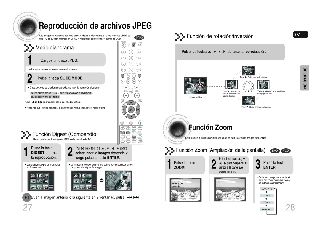 Samsung MM-DX7T/MEA manual Reproducción de archivos Jpeg, Digest durante 