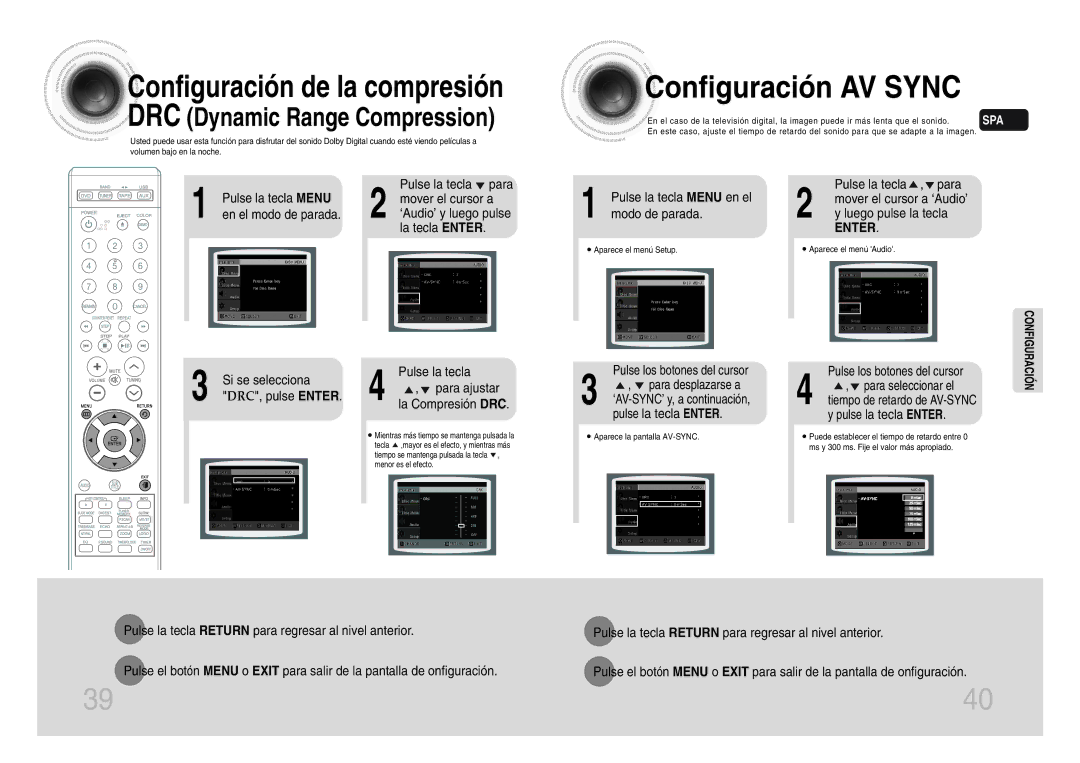 Samsung MM-DX7T/MEA manual Configuración AV Sync, Configuración de la compresión 