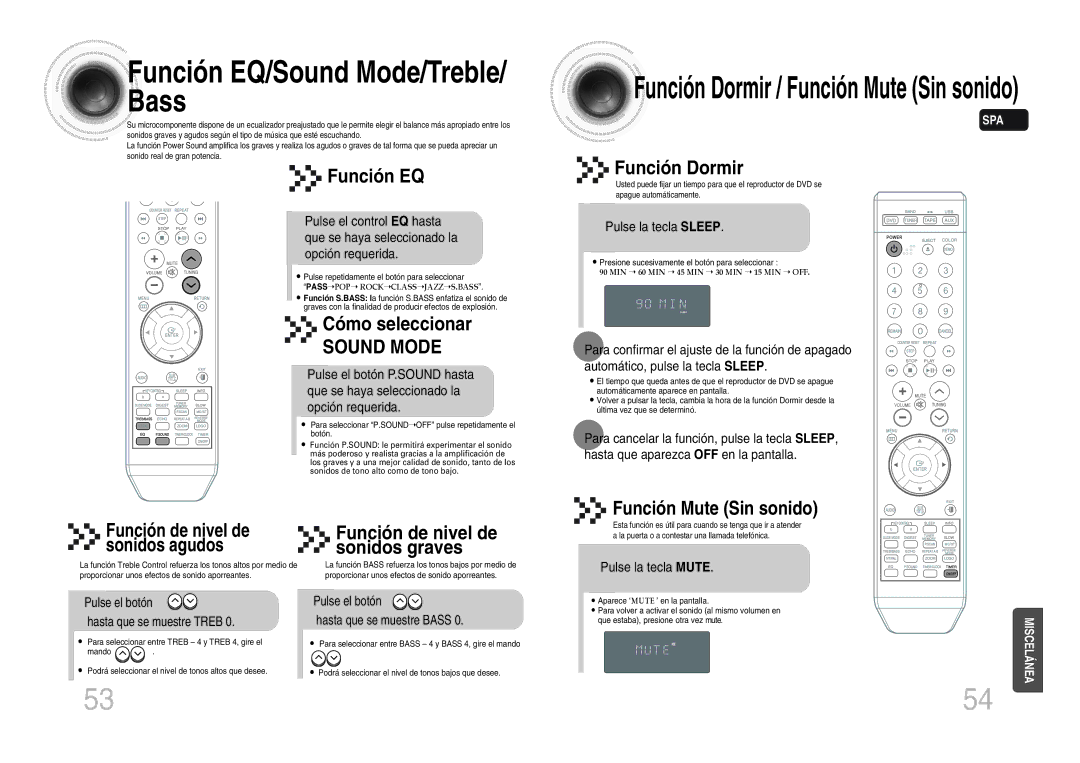 Samsung MM-DX7T/MEA manual Función EQ/Sound Mode/Treble/ Bass 