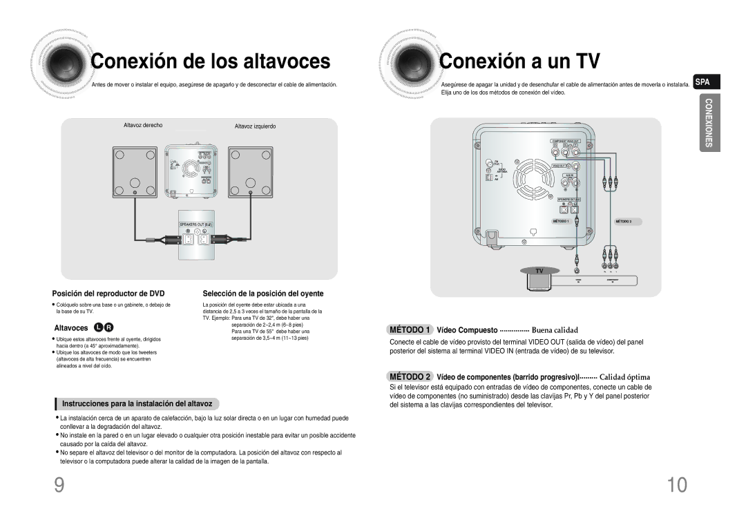 Samsung MM-DX7T/MEA manual Conexión de los altavoces, Conexión a un TV 