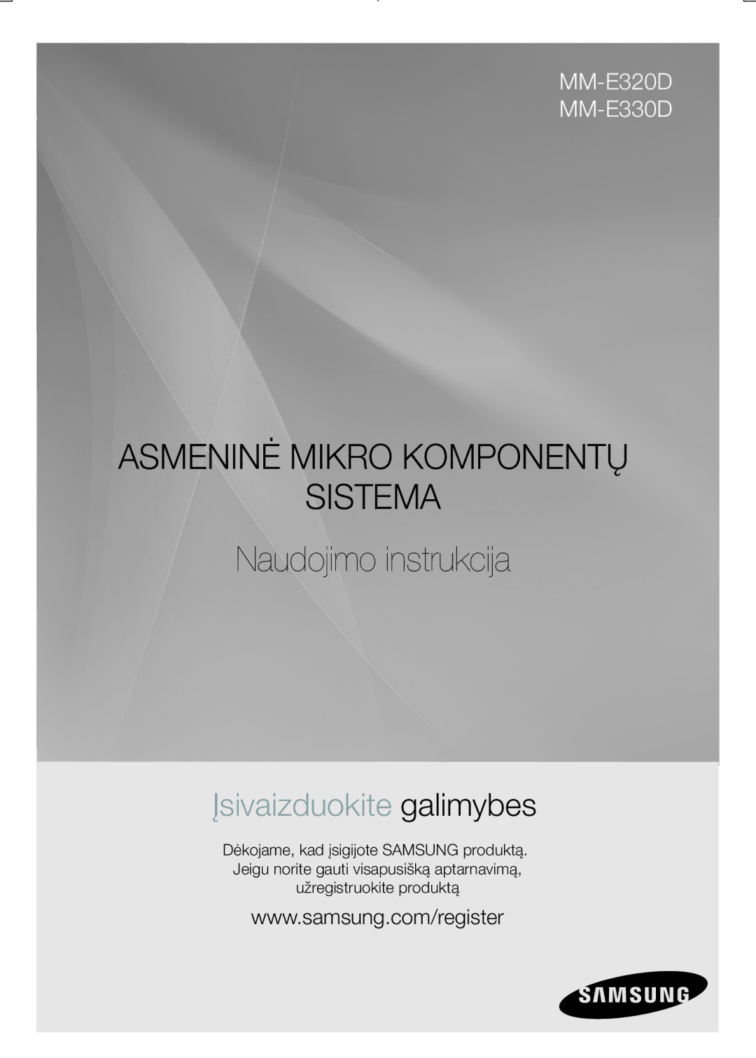 Samsung MM-E330D/EN manual Asmeninė Mikro Komponentų Sistema, Naudojimo instrukcija 