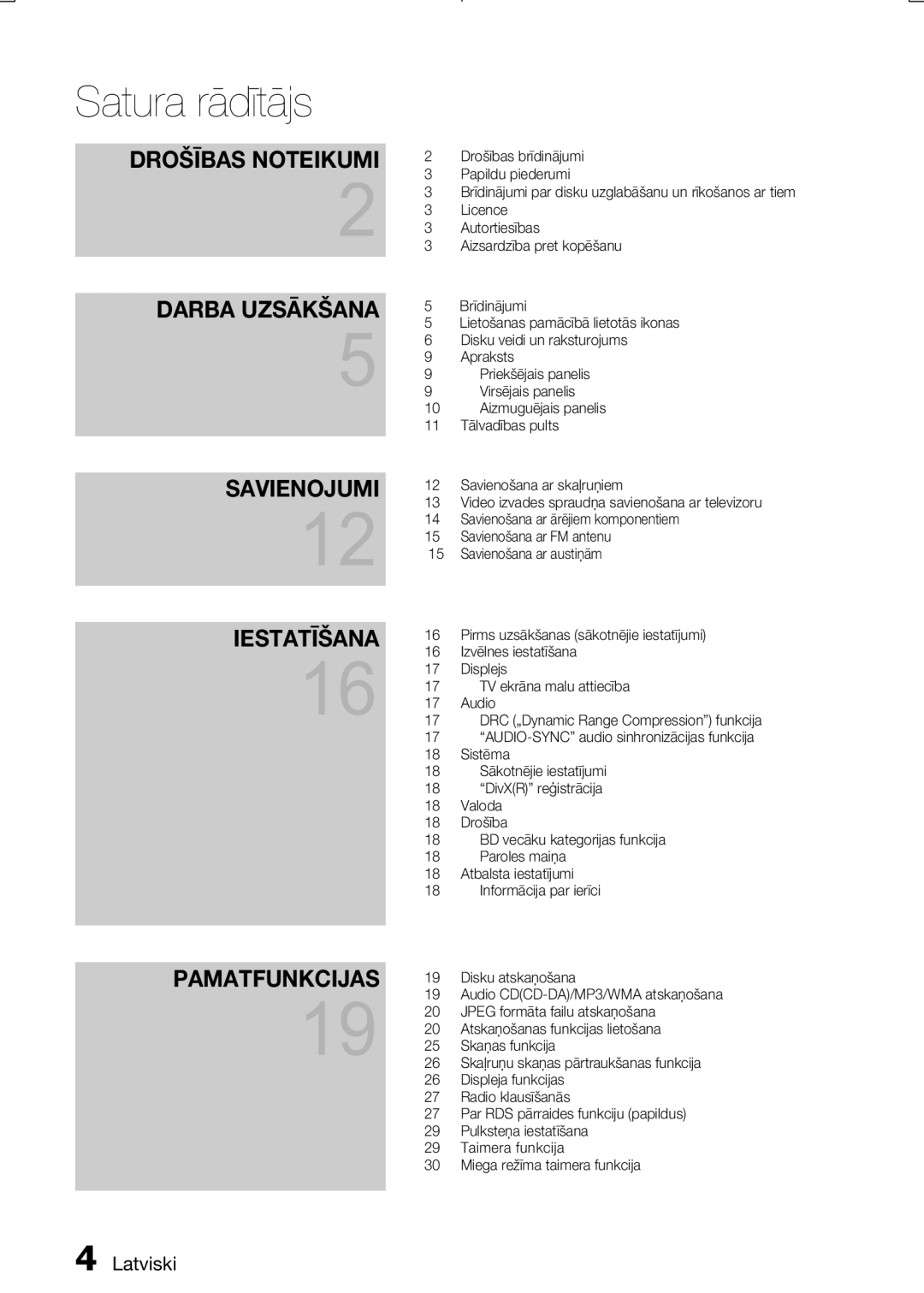 Samsung MM-E330D/EN manual Satura rādītājs 