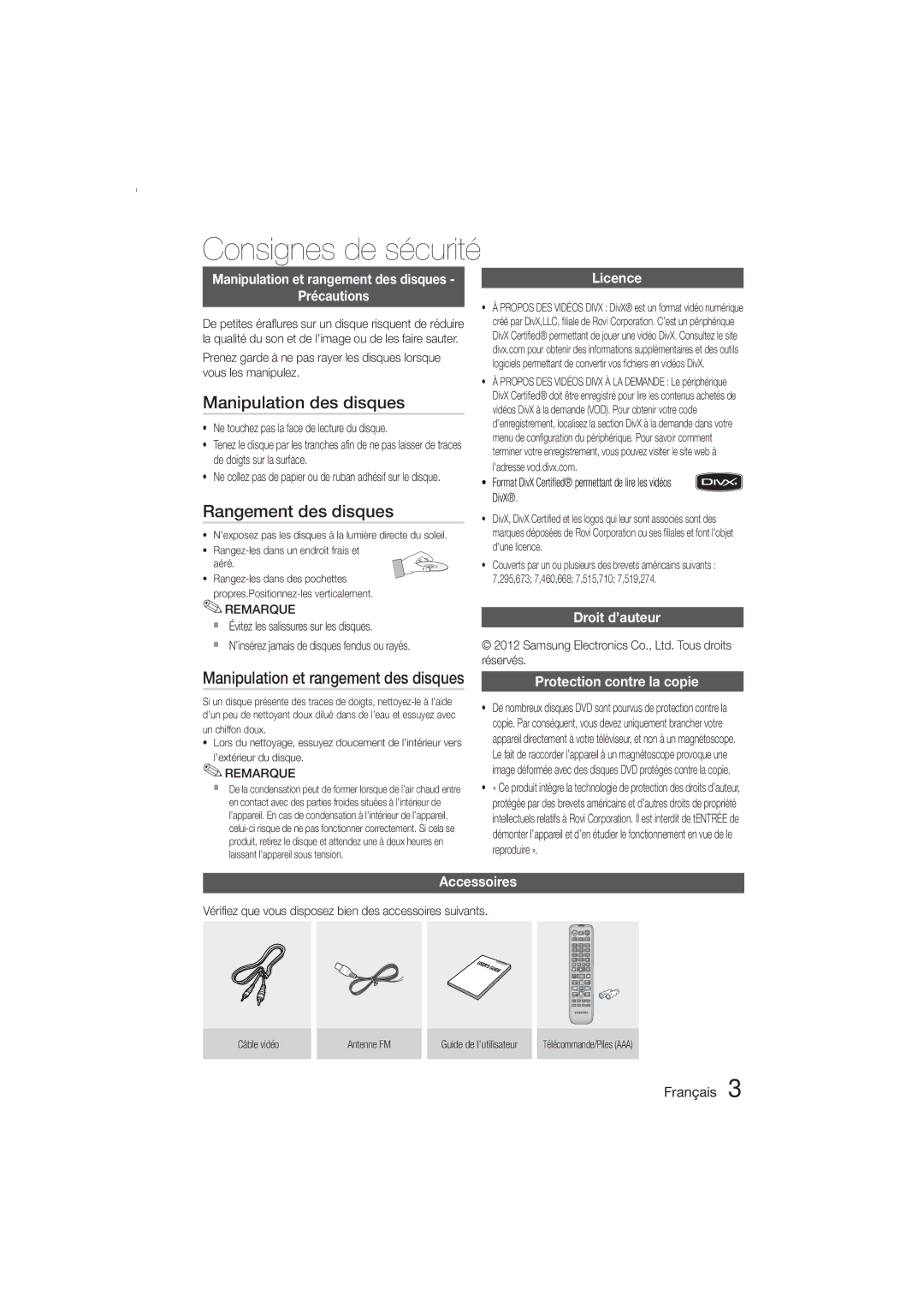 Samsung MM-E330D/ZF manual Manipulation des disques, Rangement des disques 