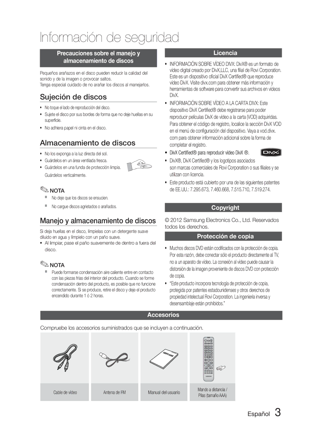 Samsung MM-E330D/ZF manual Sujeción de discos, Almacenamiento de discos, Manejo y almacenamiento de discos 