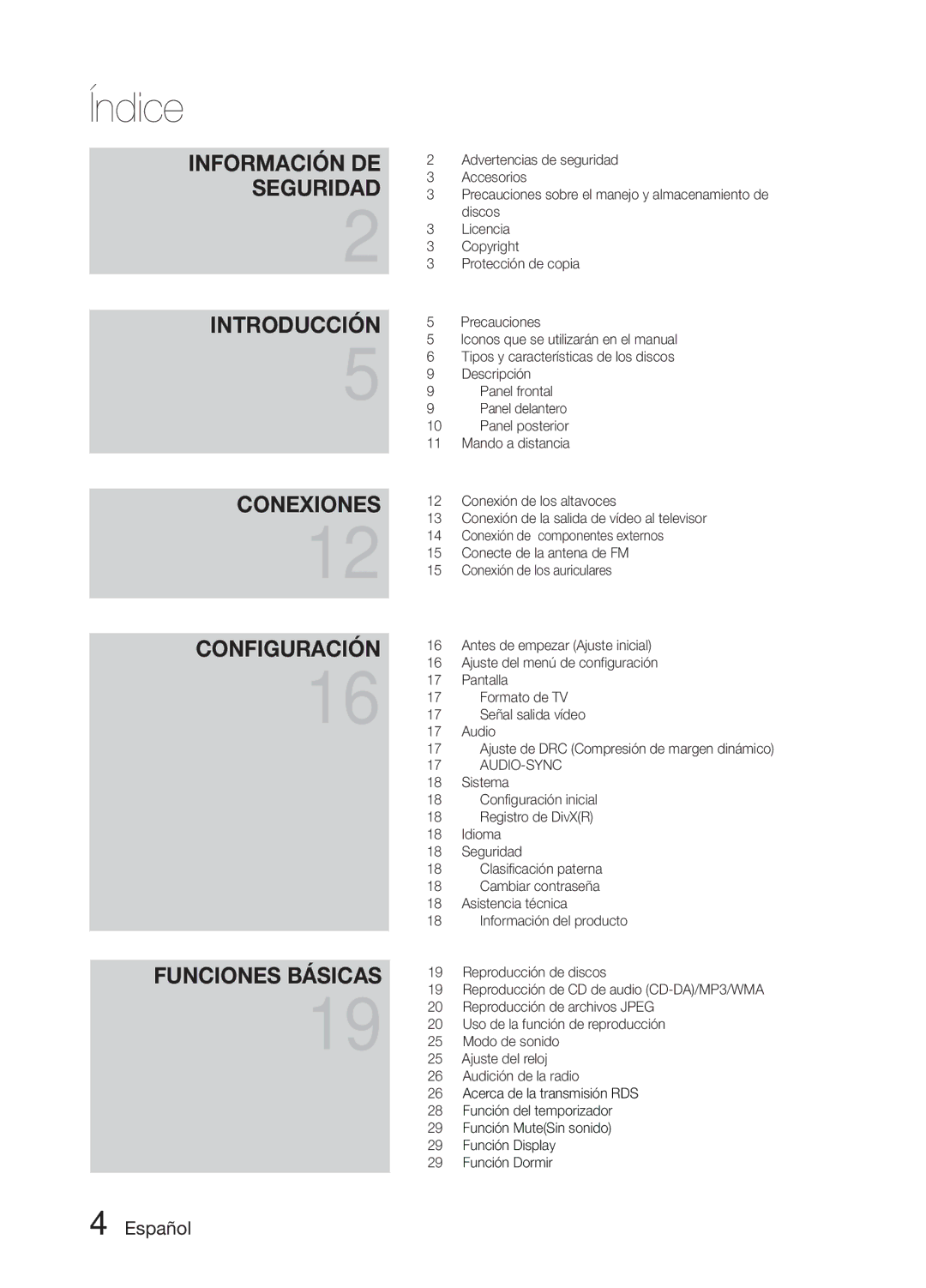 Samsung MM-E330D/ZF manual Índice 