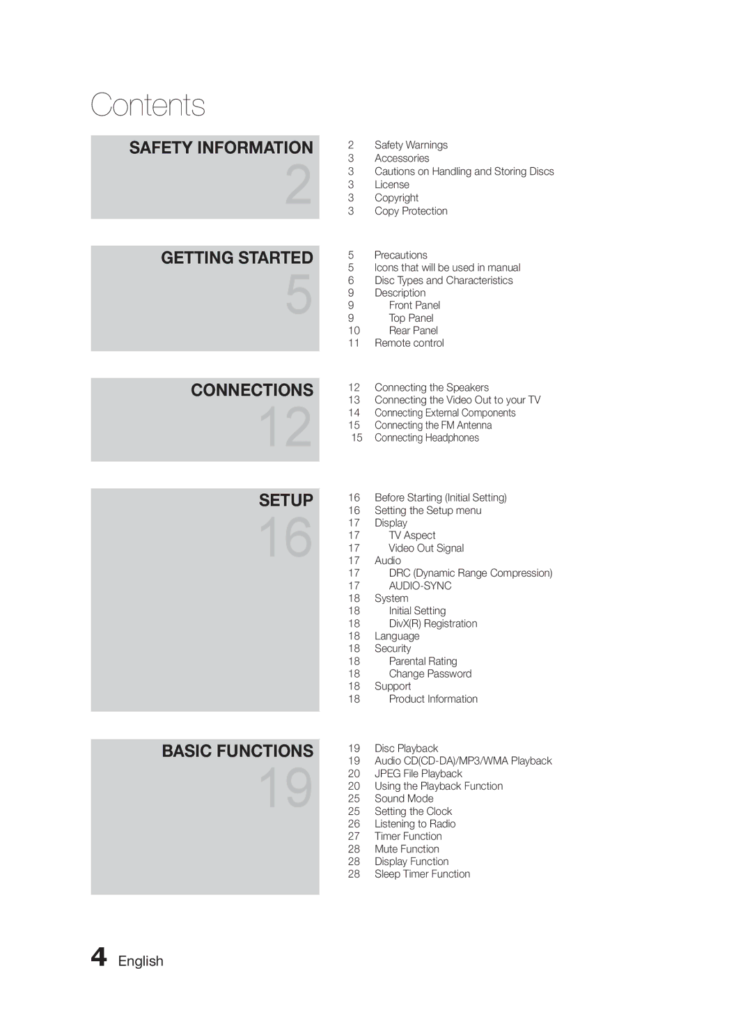 Samsung MM-E330D/ZN, MM-E330D/UM manual Contents 