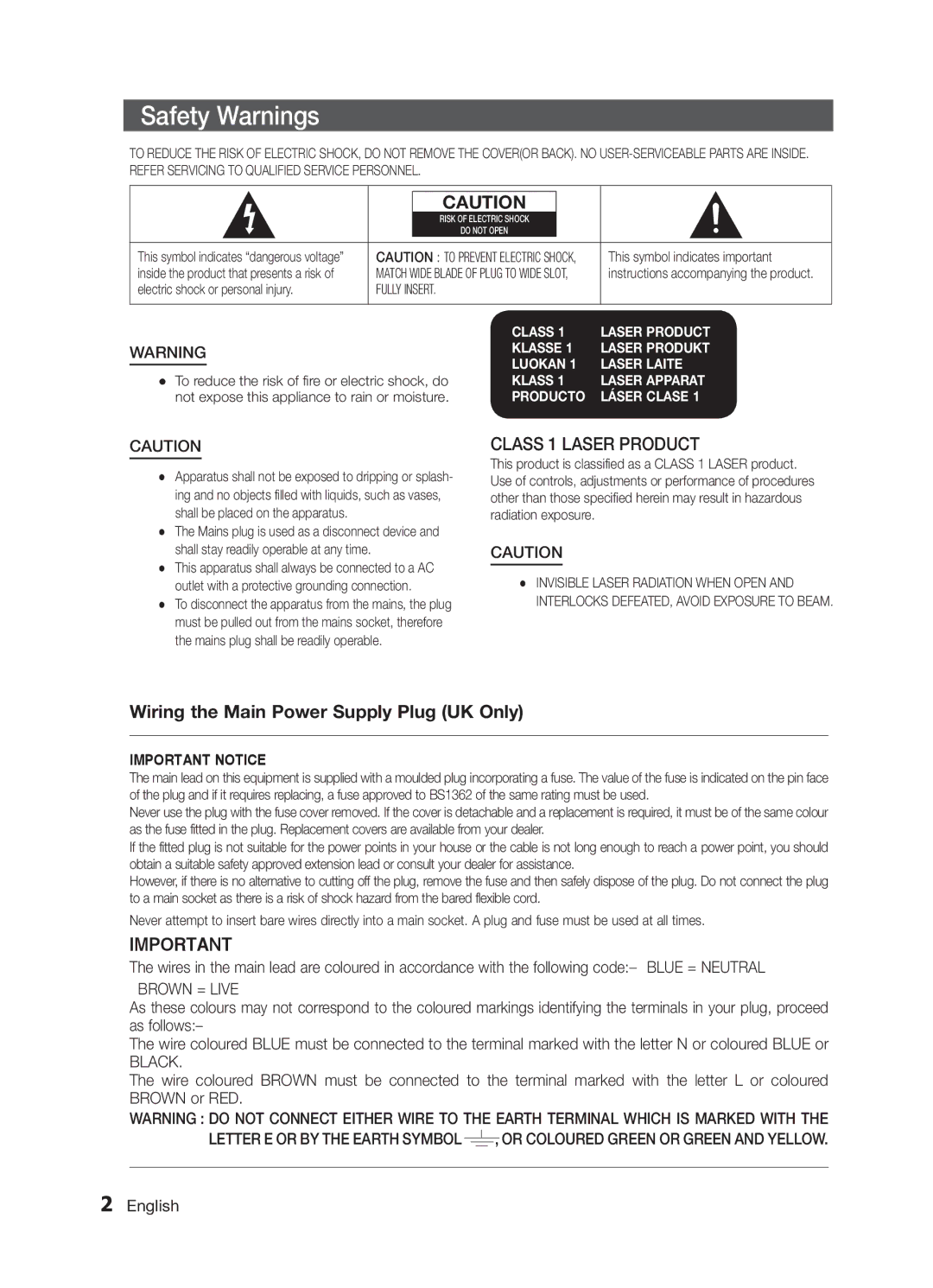 Samsung MM-E320/EN, MM-E330/EN, MM-D320/RU, MM-D320/EN, MM-E330/ZF manual Safety Warnings, This symbol indicates important 