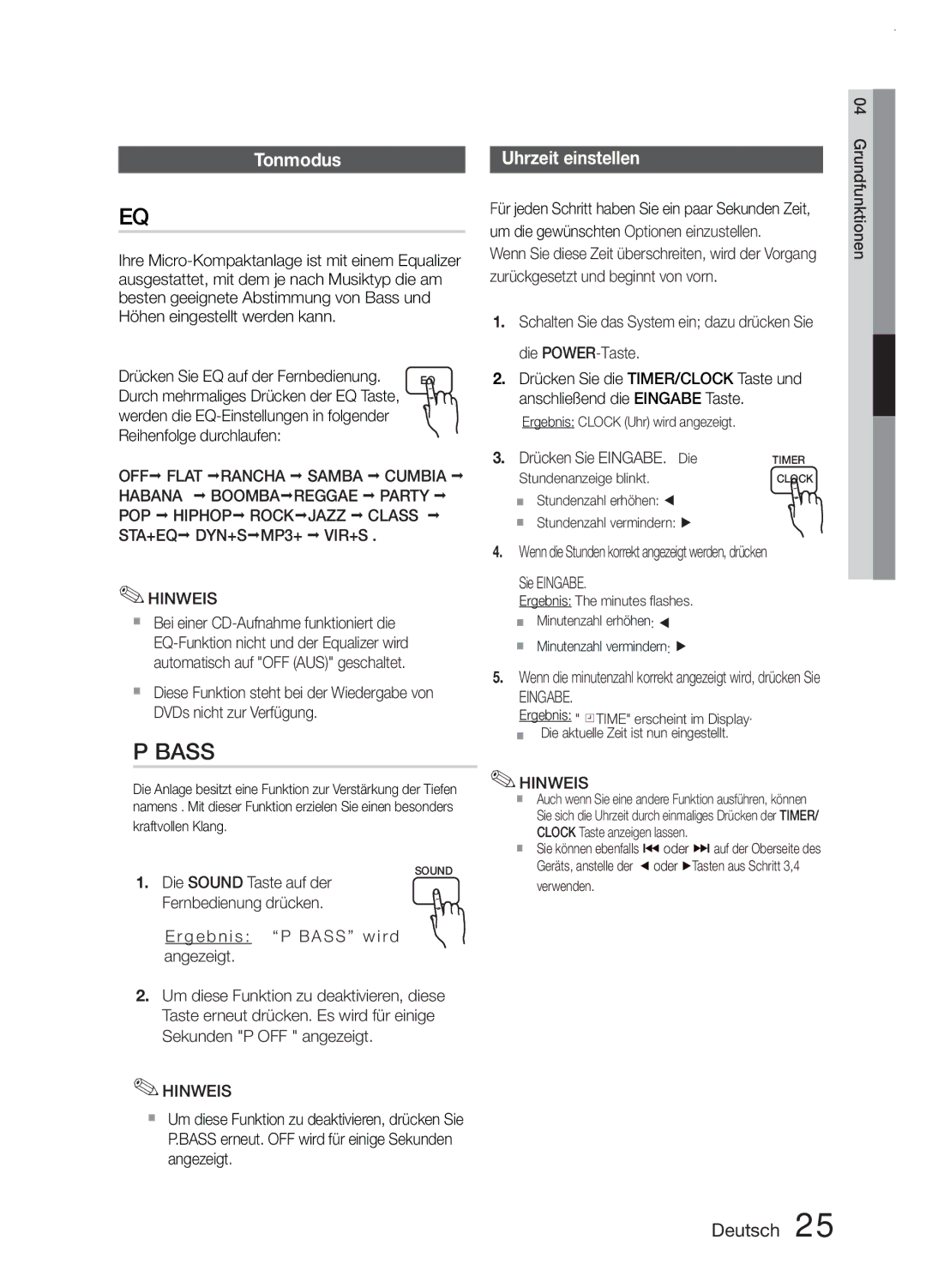 Samsung MM-E330/EN, MM-E330D/XN, MM-E330D/EN, MM-E330/ZF, MM-E330D/ZF manual Tonmodus, Drücken Sie EINGABE. Die, Sie Eingabe 