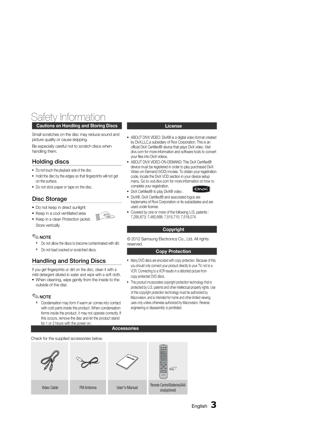 Samsung MM-E330/ZF, MM-E330/EN, MM-E330D/XN, MM-E330D/EN, MM-E330D/ZF Holding discs, Disc Storage, Handling and Storing Discs 