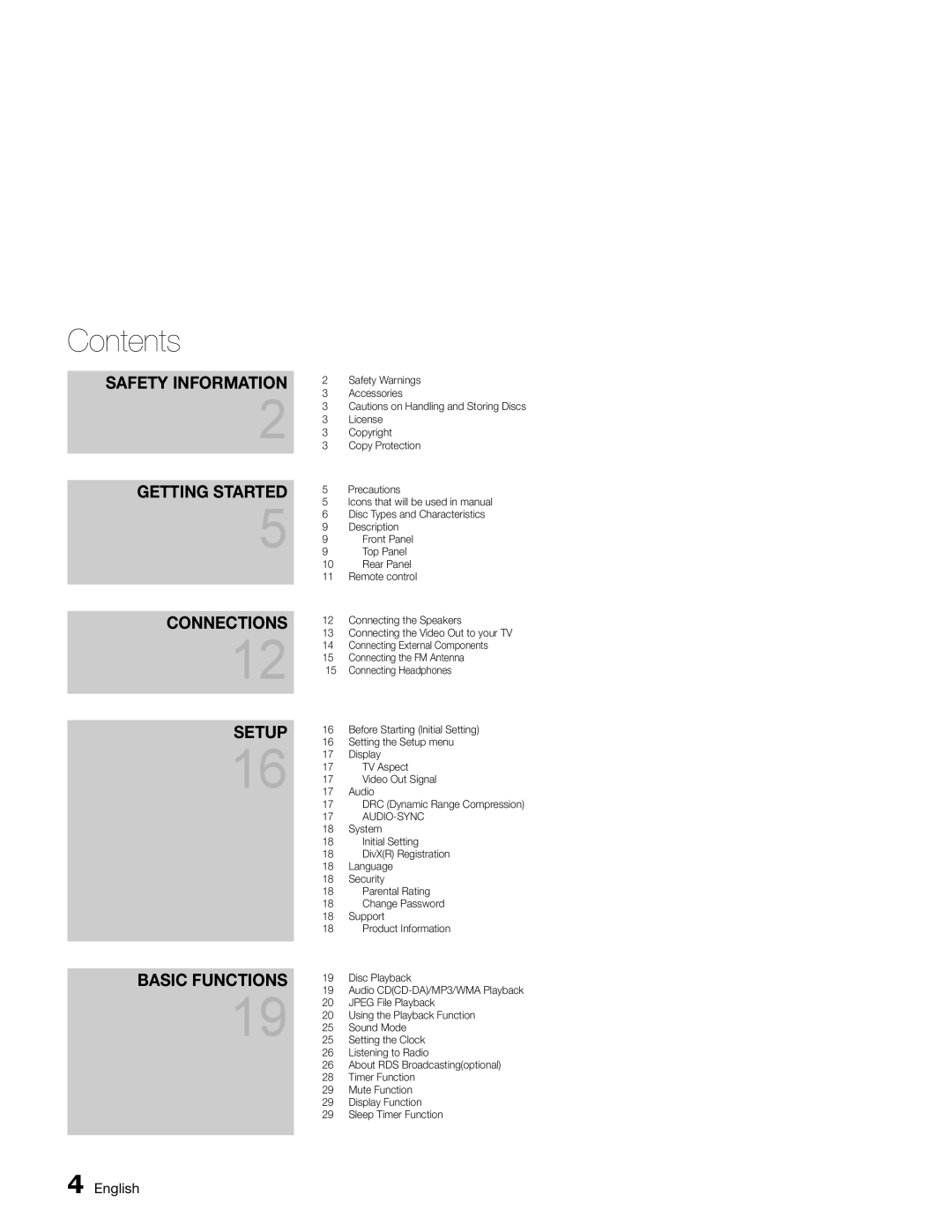 Samsung MM-E330D/ZF, MM-E330/EN, MM-E330D/XN, MM-E330D/EN, MM-E330/ZF manual Contents 