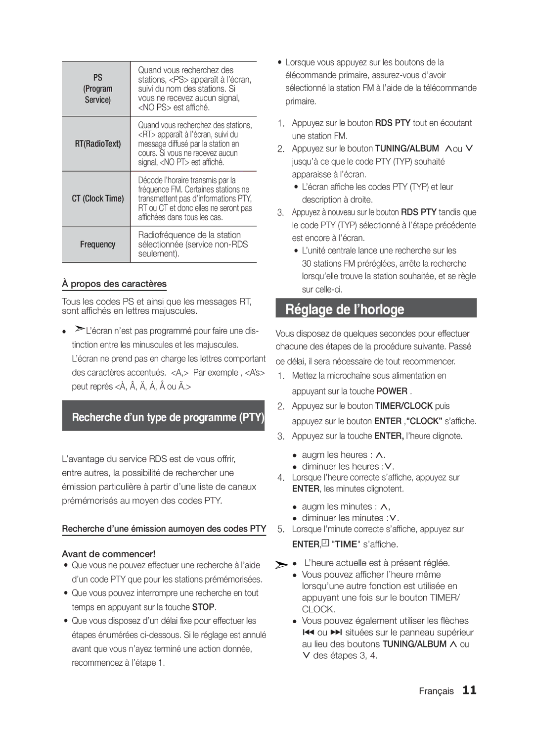 Samsung MM-E320/ZF No PS est affiché, Signal, no PT est affiché, Seulement, Avant de commencer, Des étapes 3 Français 