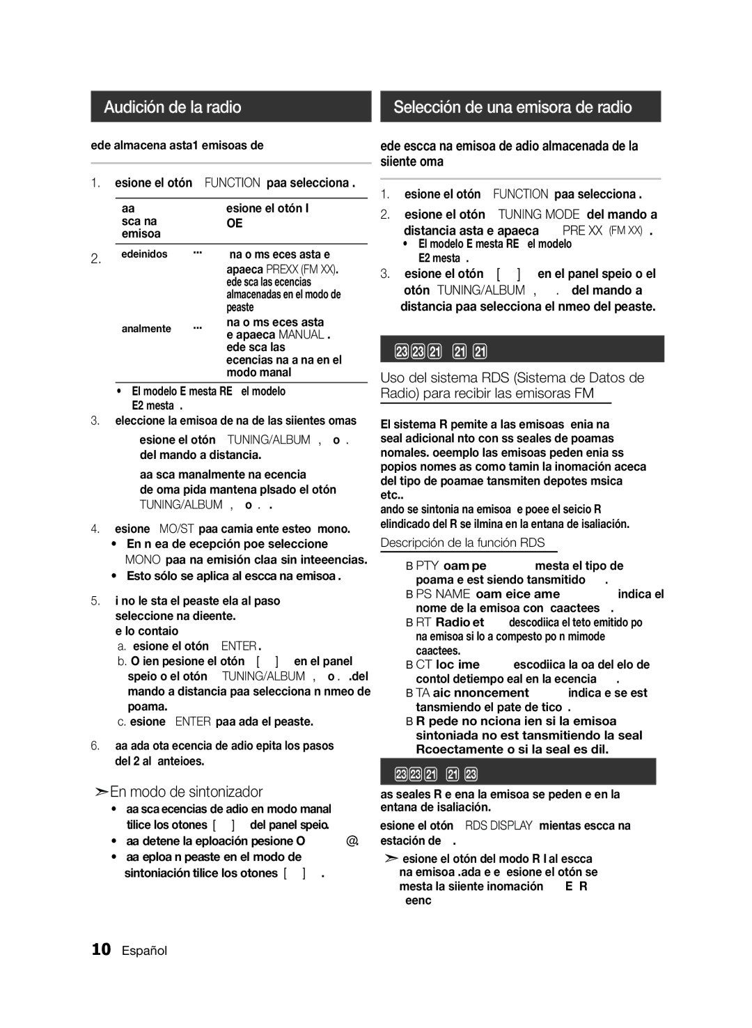 Samsung MM-E330/ZF manual Audición de la radio Selección de una emisora de radio 