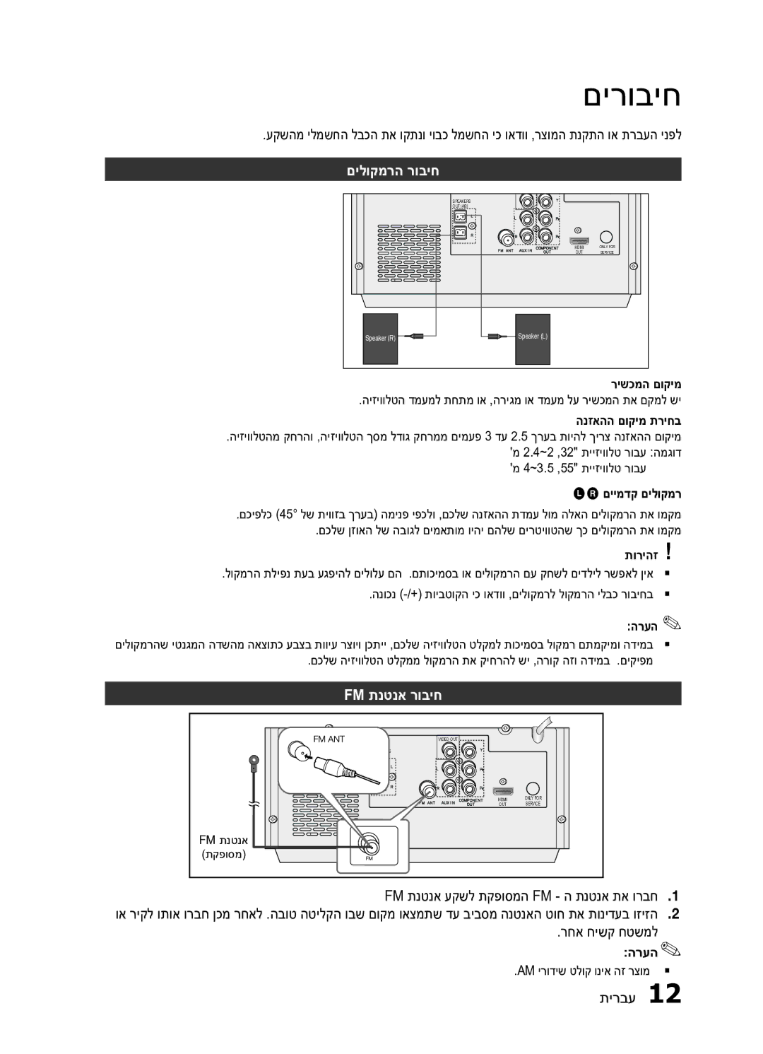 Samsung MM-E430D/SQ םירוביח, םילוקמרה רוביח, Fm תנטנא רוביח, Fm תנטנא עקשל תקפוסמה Fm ה תנטנא תא ורבח, רחא חישק חטשמל 