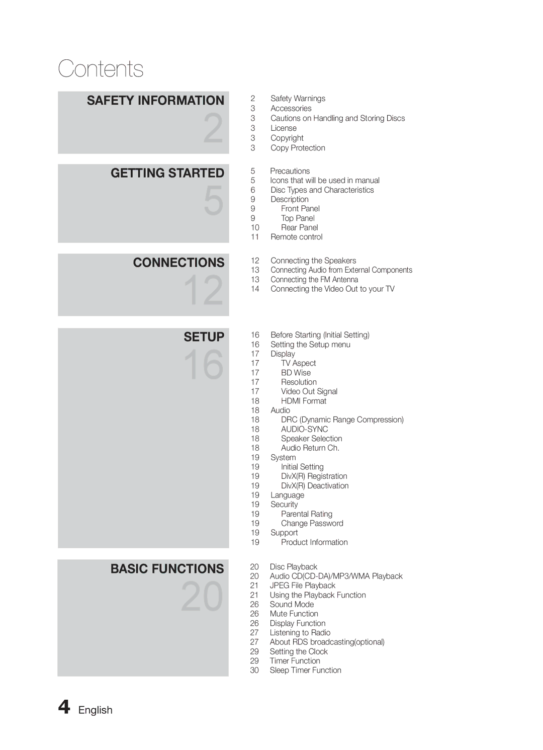 Samsung MM-E430D/XN, MM-E430D/ZF, MM-E430D/EN, MM-E430D/XE manual Contents 