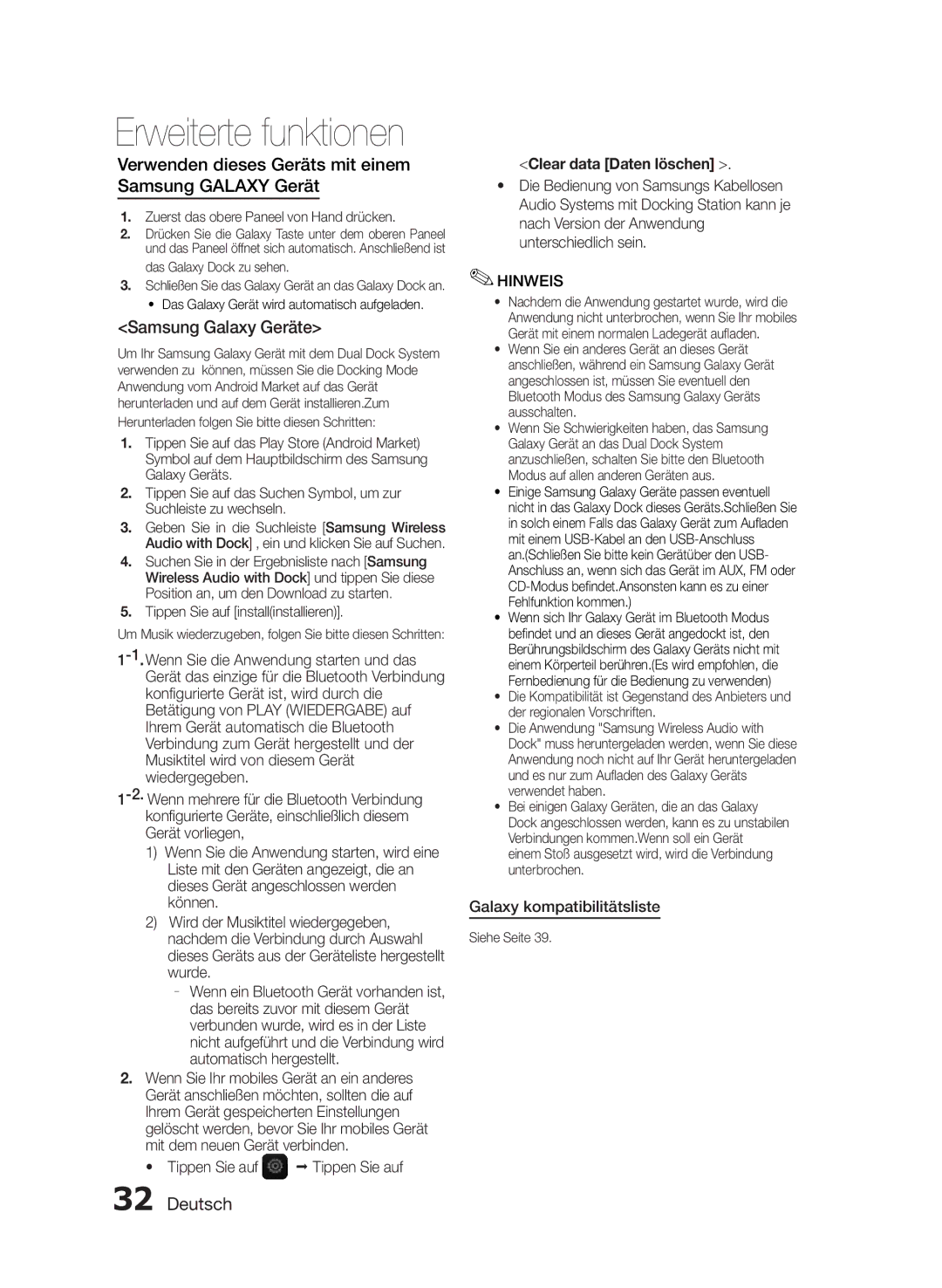 Samsung MM-E430D/XN, MM-E430D/ZF manual Verwenden dieses Geräts mit einem Samsung Galaxy Gerät, Samsung Galaxy Geräte 