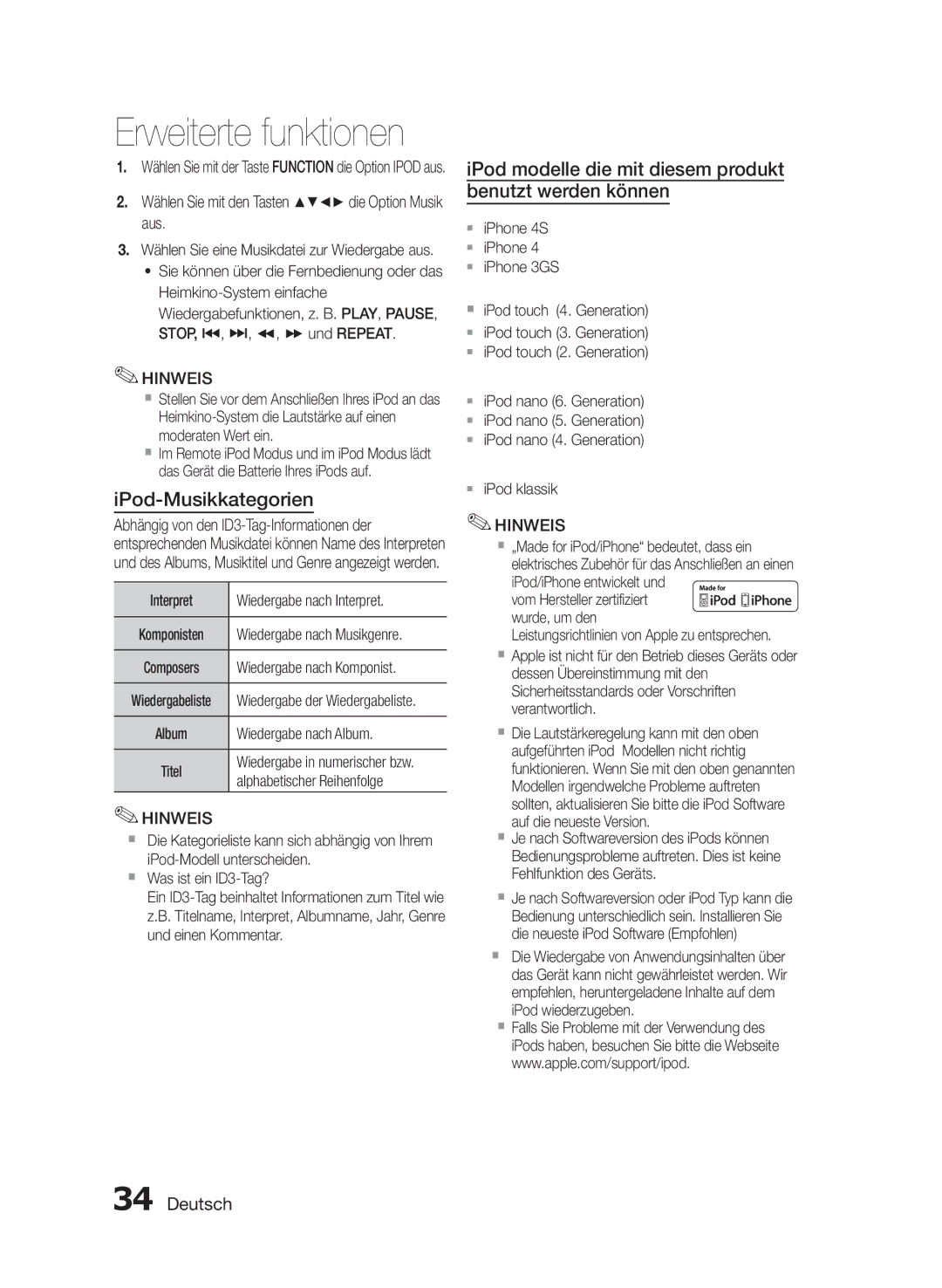 Samsung MM-E430D/XN, MM-E430D/ZF Wählen Sie mit den Tasten $%+ die Option Musik aus, Interpret Wiedergabe nach Interpret 