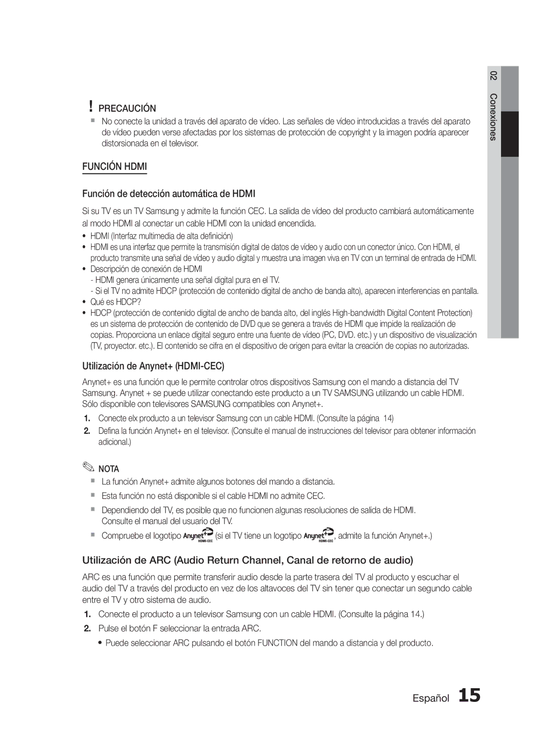 Samsung MM-E430D/EN, MM-E430D/ZF Función de detección automática de Hdmi, Utilización de Anynet+ HDMI-CEC, Qué es HDCP? 