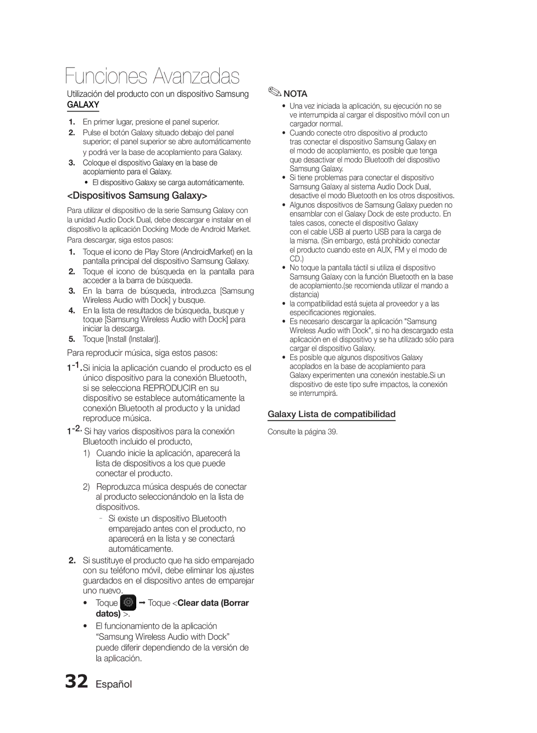 Samsung MM-E430D/ZF, MM-E430D/EN manual Dispositivos Samsung Galaxy, Galaxy Lista de compatibilidad 