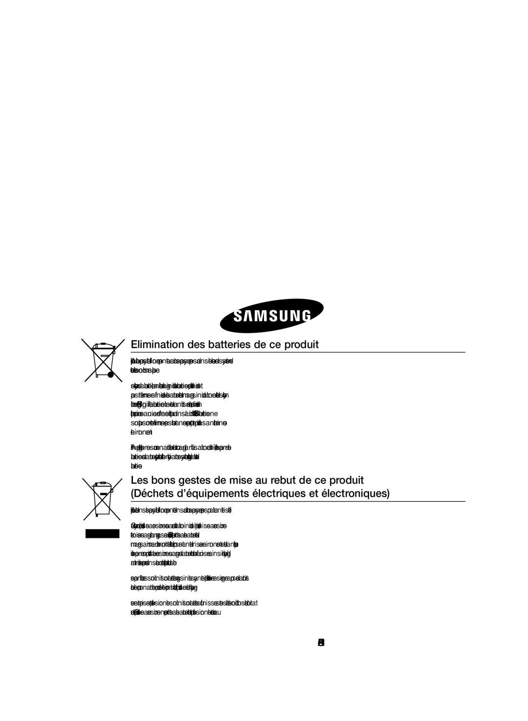 Samsung MM-E430D/ZF manual Elimination des batteries de ce produit, Code No. AH68-02457D Rev 