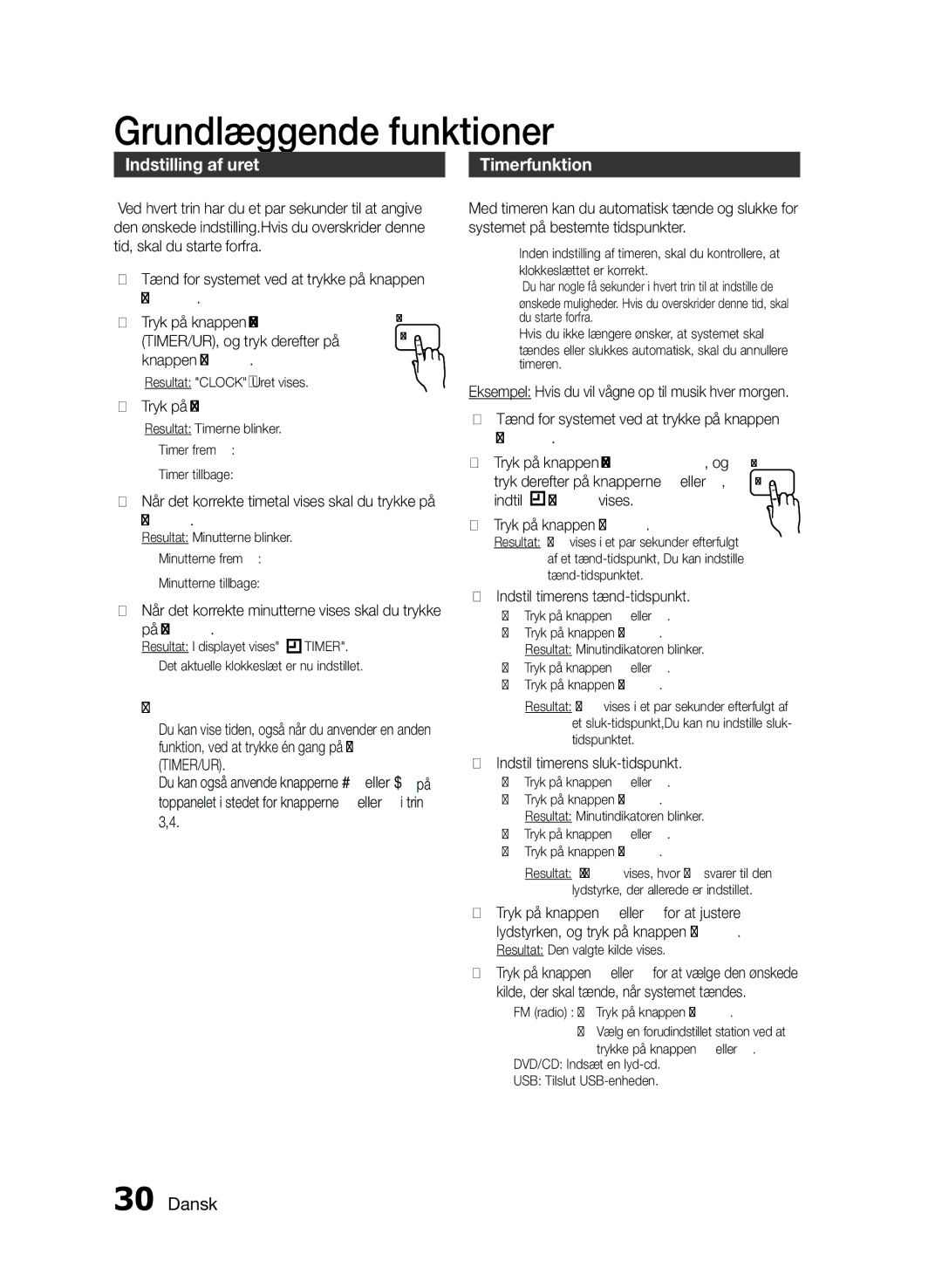 Samsung MM-E460D/XE manual Indstilling af uret, Power 