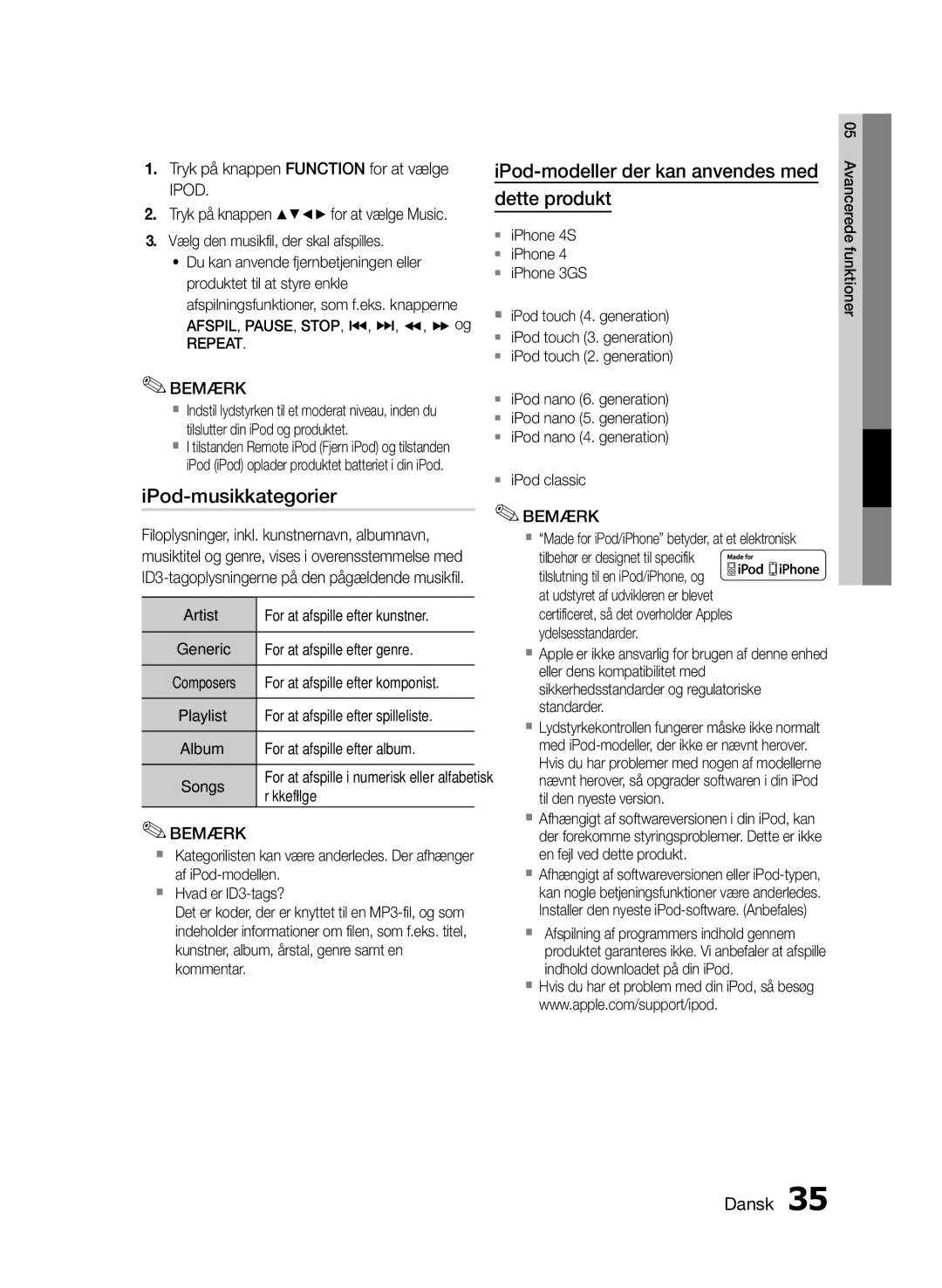 Samsung MM-E460D/XE manual Repeat Bemærk 