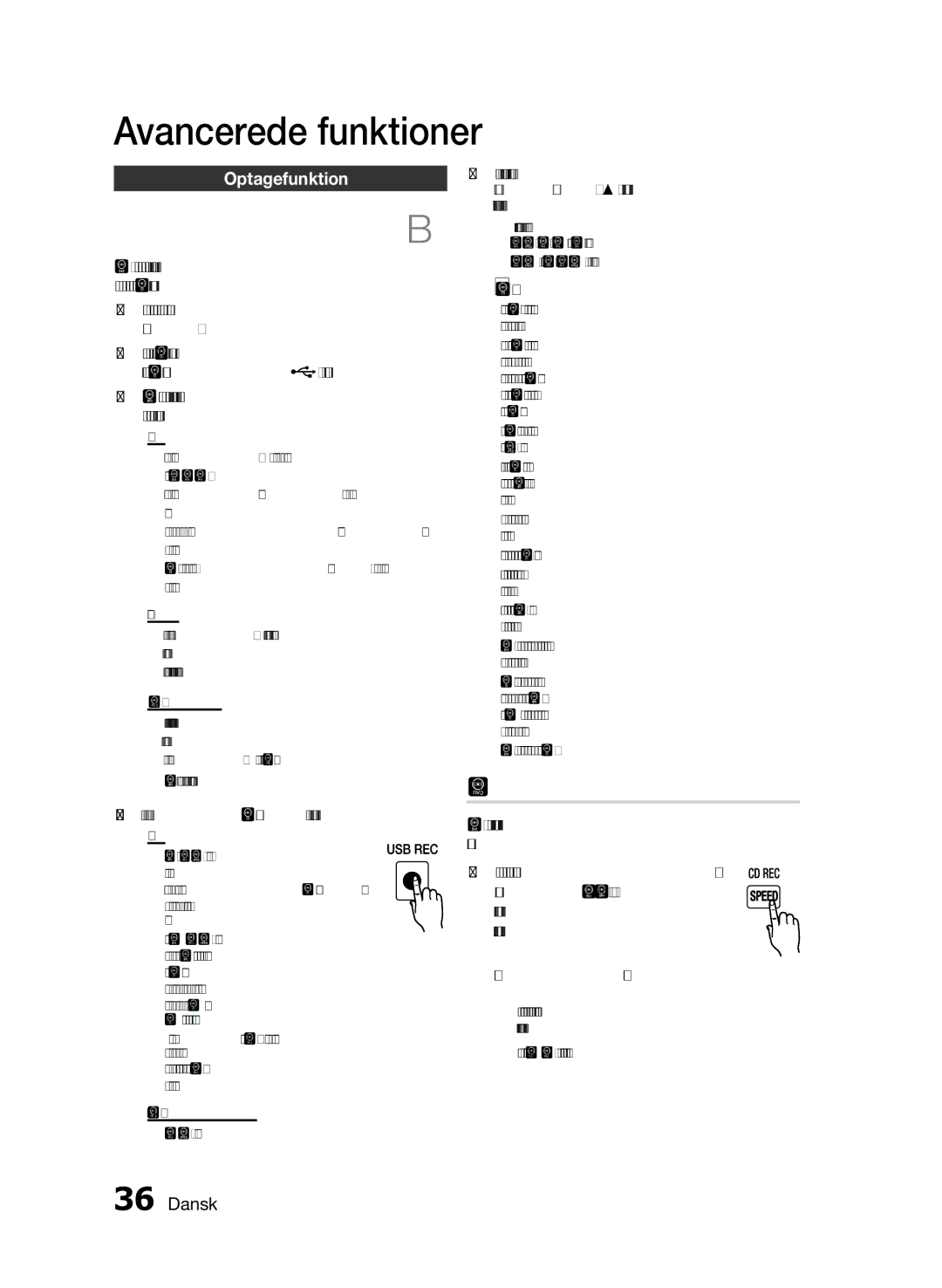 Samsung MM-E460D/XE manual Optagehastighed, Optagefunktion, Not Enough Memory 