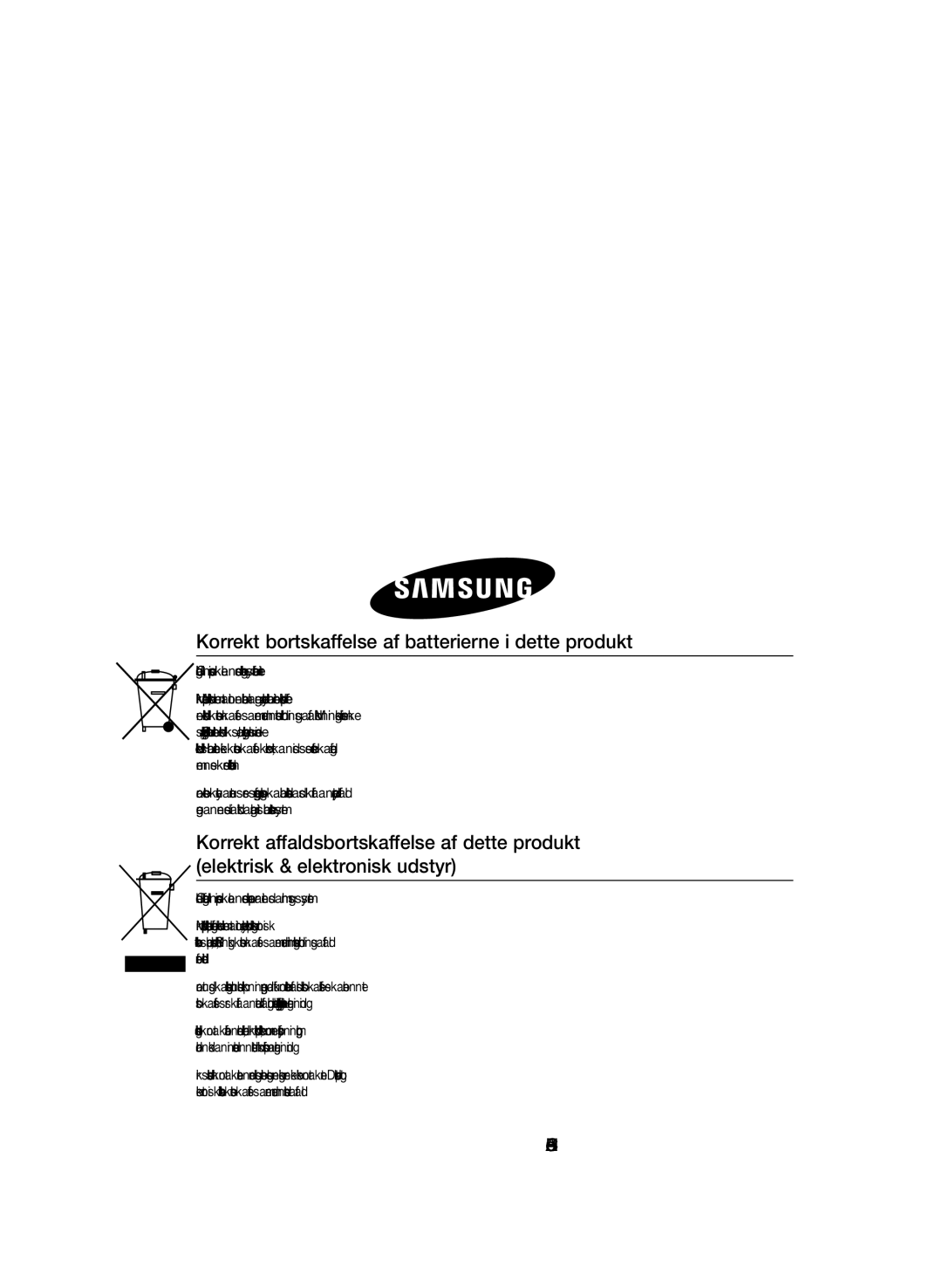 Samsung MM-E460D/XE manual Korrekt bortskaffelse af batterierne i dette produkt, Code No. AH68-02549ERev 