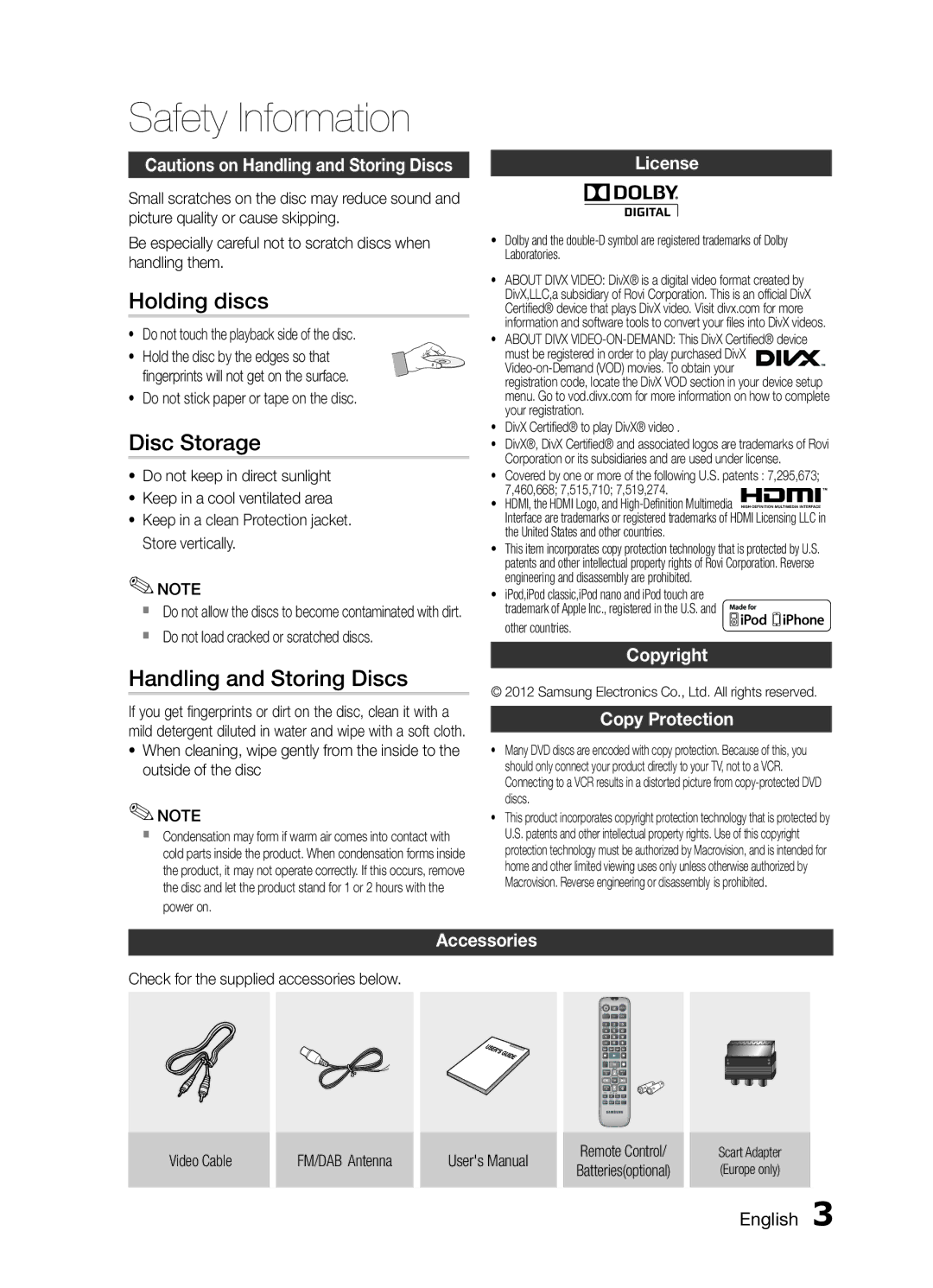 Samsung MM-E460D/XE manual Holding discs, Disc Storage, Handling and Storing Discs 