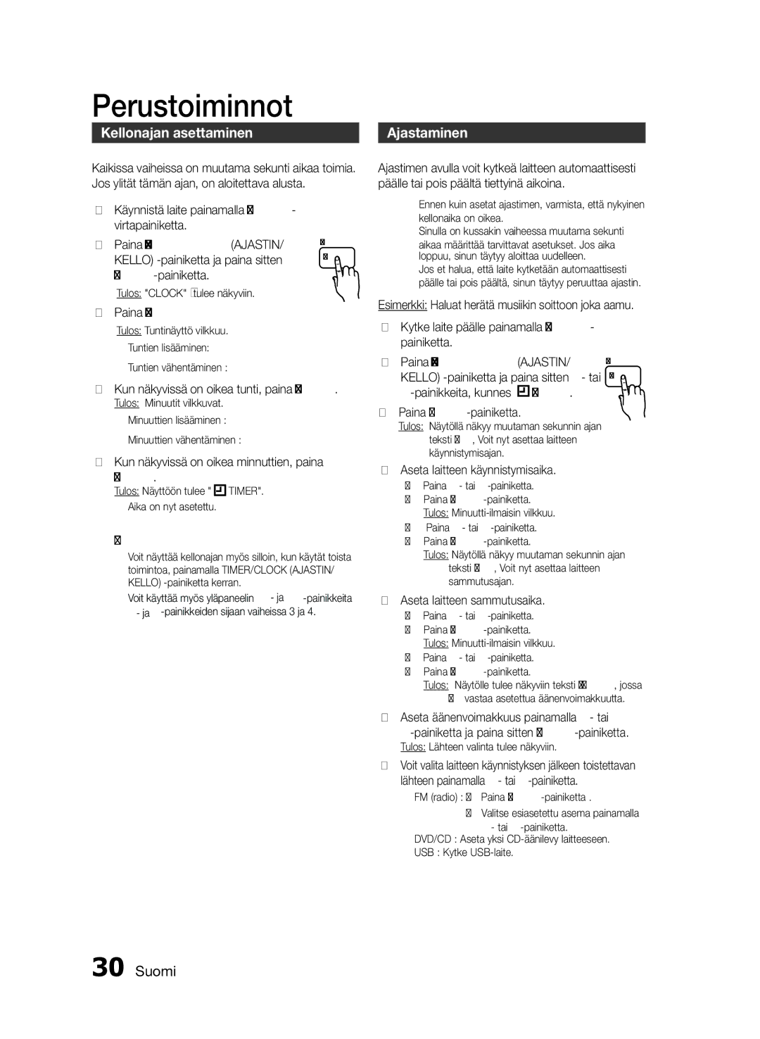 Samsung MM-E460D/XE manual Kellonajan asettaminen, Enter 