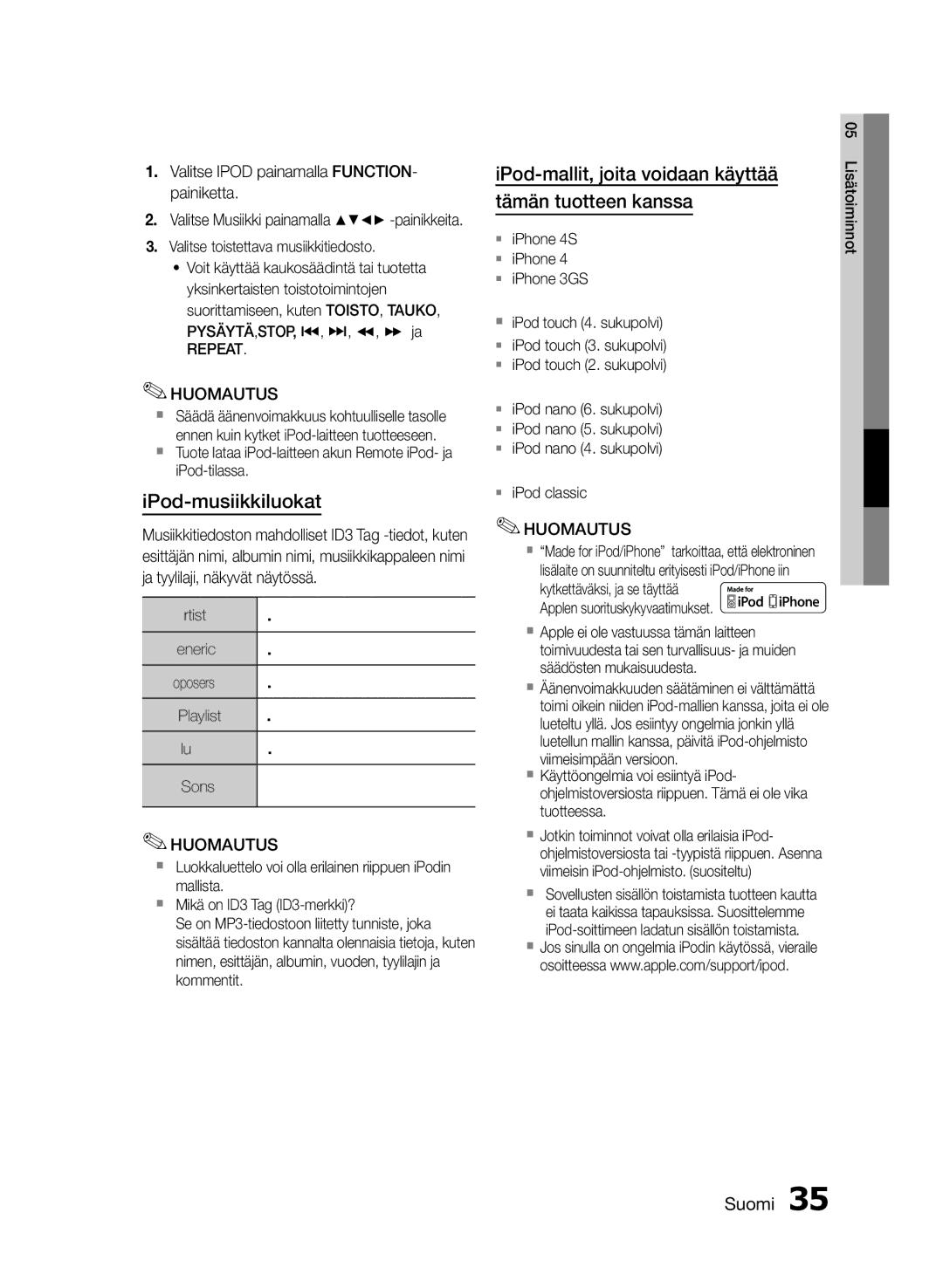 Samsung MM-E460D/XE manual Repeat Huomautus 