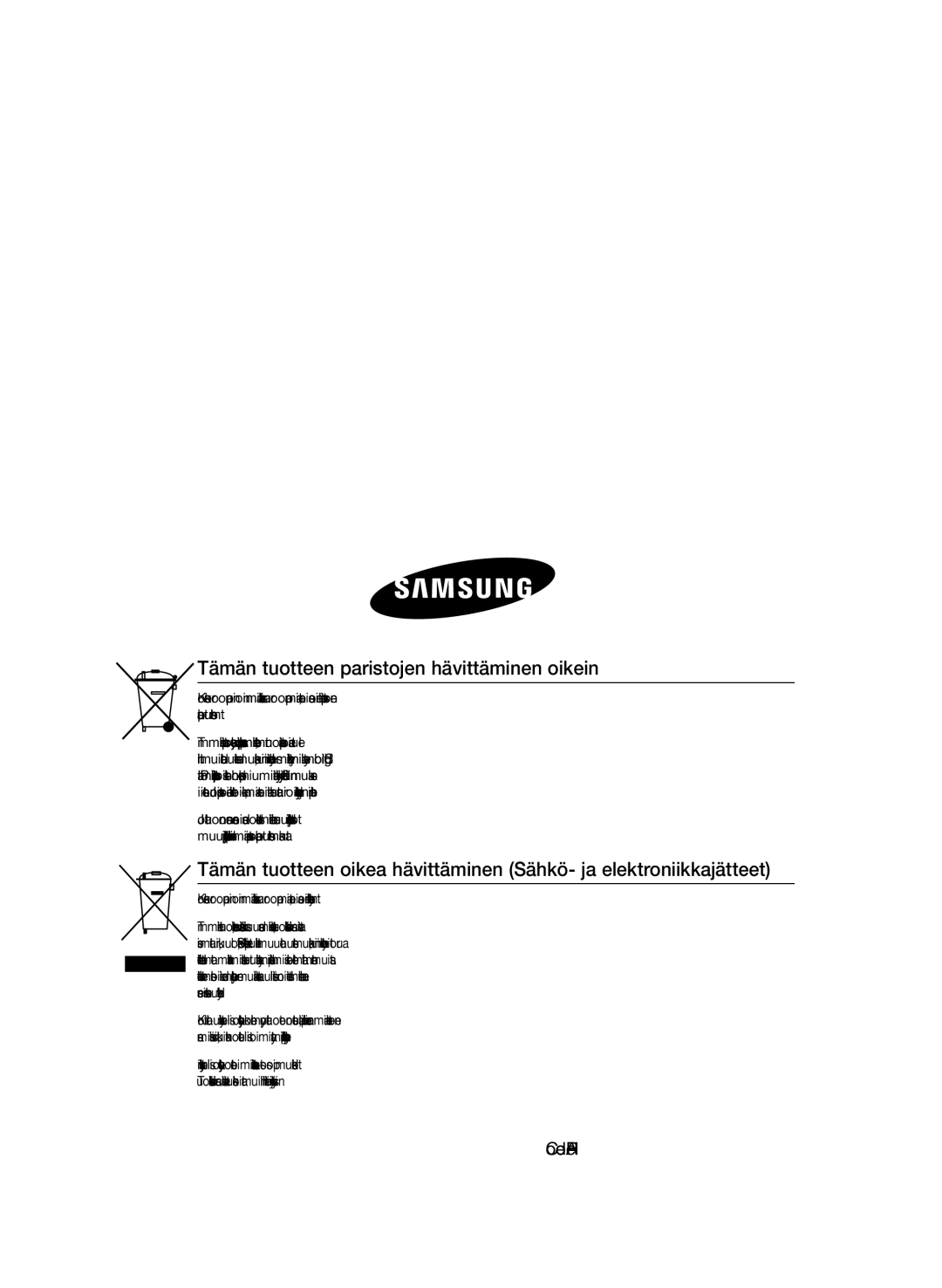 Samsung MM-E460D/XE manual Tämän tuotteen paristojen hävittäminen oikein, Code No. AH68-02549ERev 