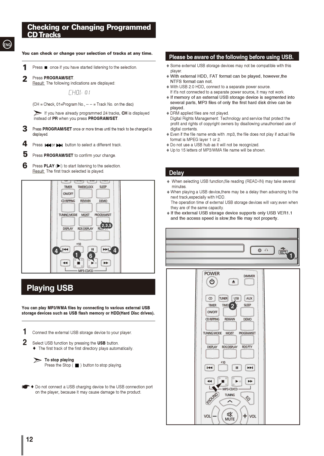 Samsung MM-G25R/XET, MM-G25R/EDC, MM-G25R/XEF, MM-G25T/MEA manual Checking or Changing Programmed CDTracks, To stop playing 