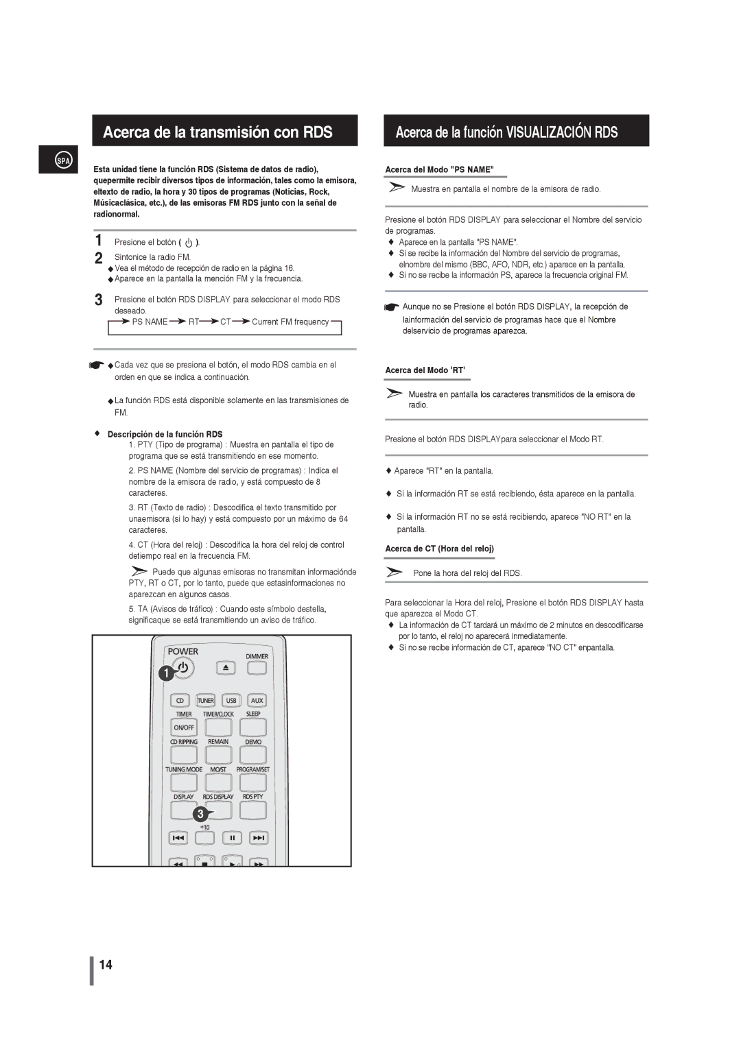 Samsung MM-G25R/XET manual Acerca de la transmisión con RDS, Acerca de la función Visualización RDS 