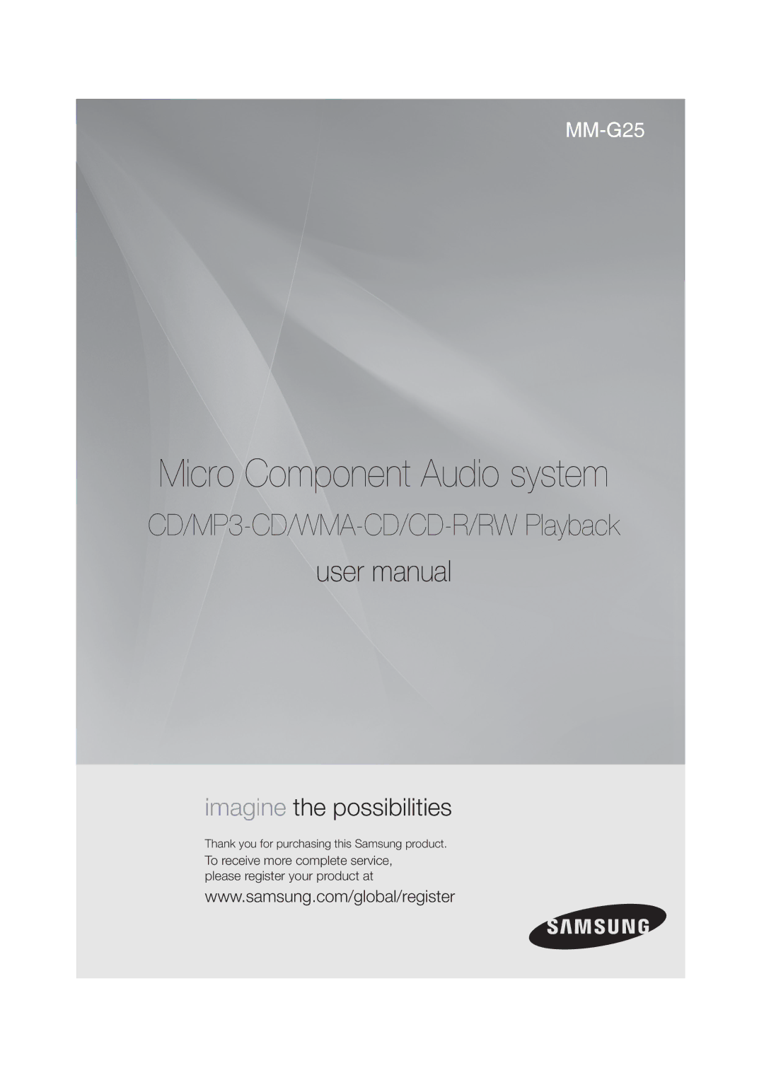 Samsung MM-G25T/XSA manual Micro Component Audio system 