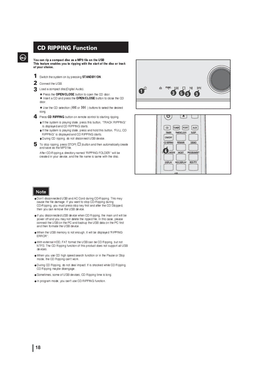 Samsung MM-G35 user manual CD Ripping Function, You can rip a compact disc as a MP3 file on the USB, Your choice 