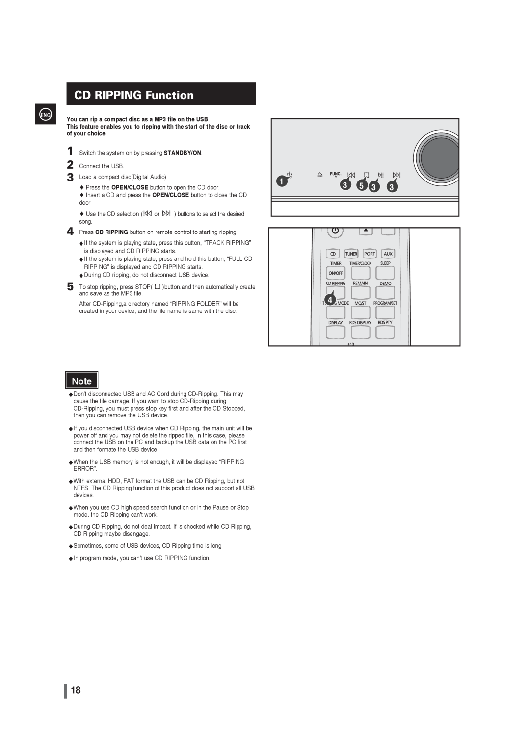 Samsung MM-G35 user manual CD RIPPING Function, of your choice 