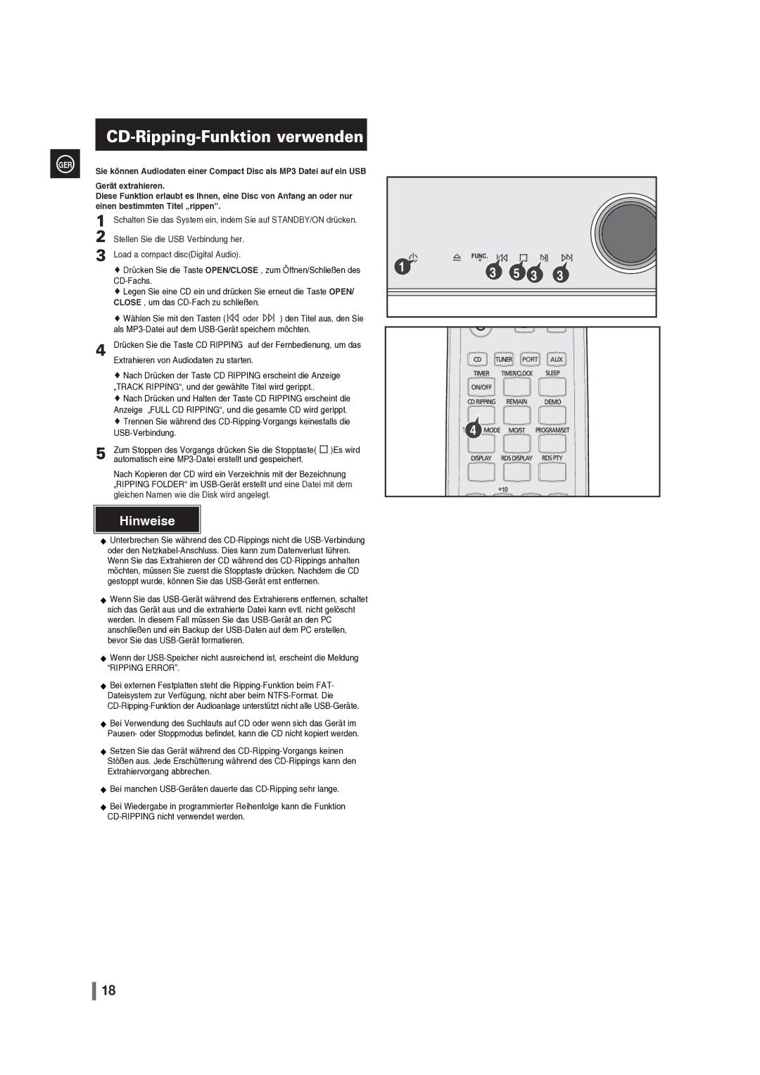 Samsung MM-G35R/EDC manual CD-Ripping-Funktion verwenden, Einen bestimmten Titel „rippen 