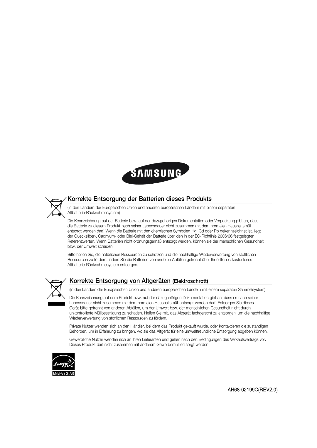 Samsung MM-G35R/EDC manual Korrekte Entsorgung der Batterien dieses Produkts 