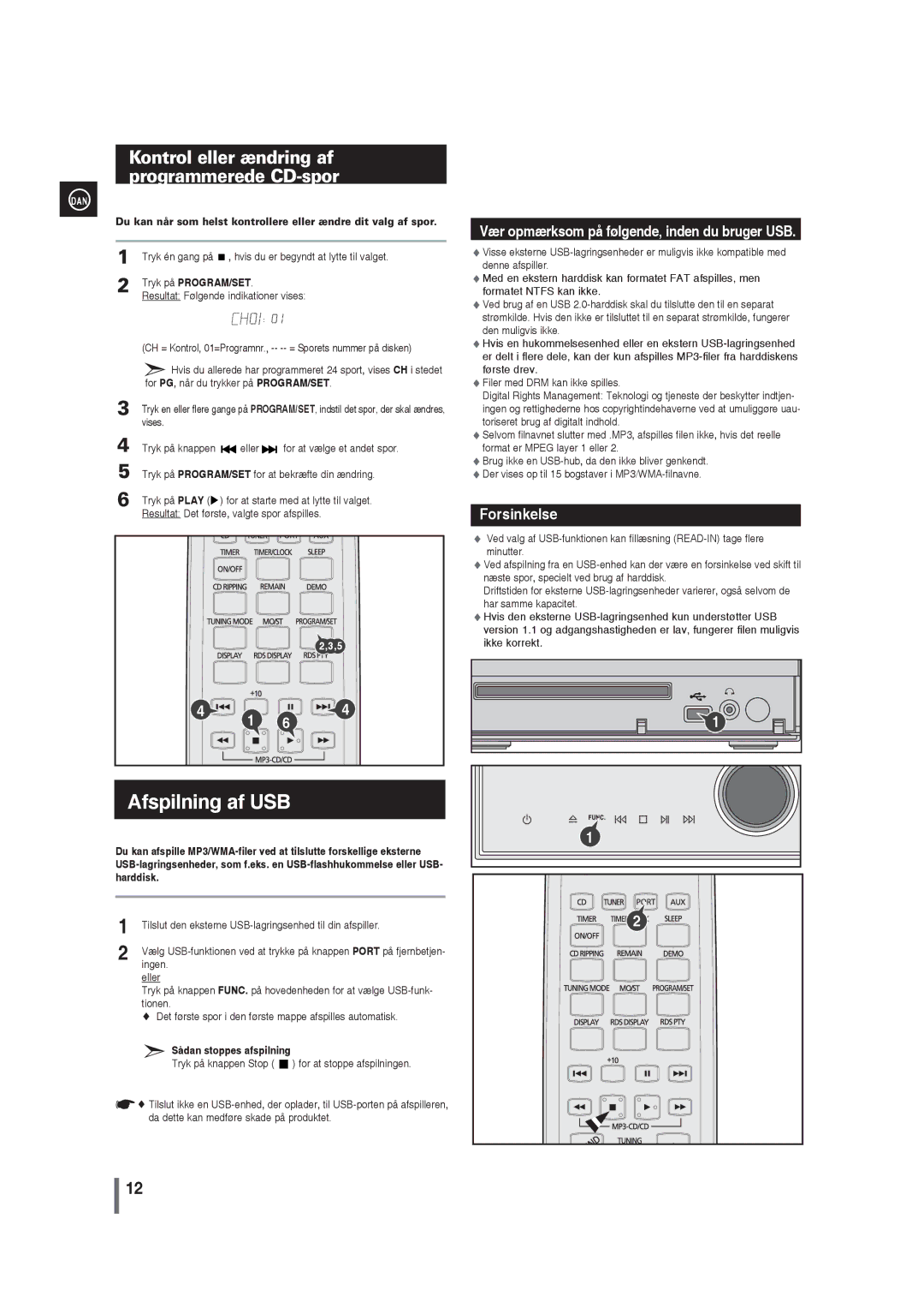 Samsung MM-G35R/XEE manual Tryk på knappen Stop 