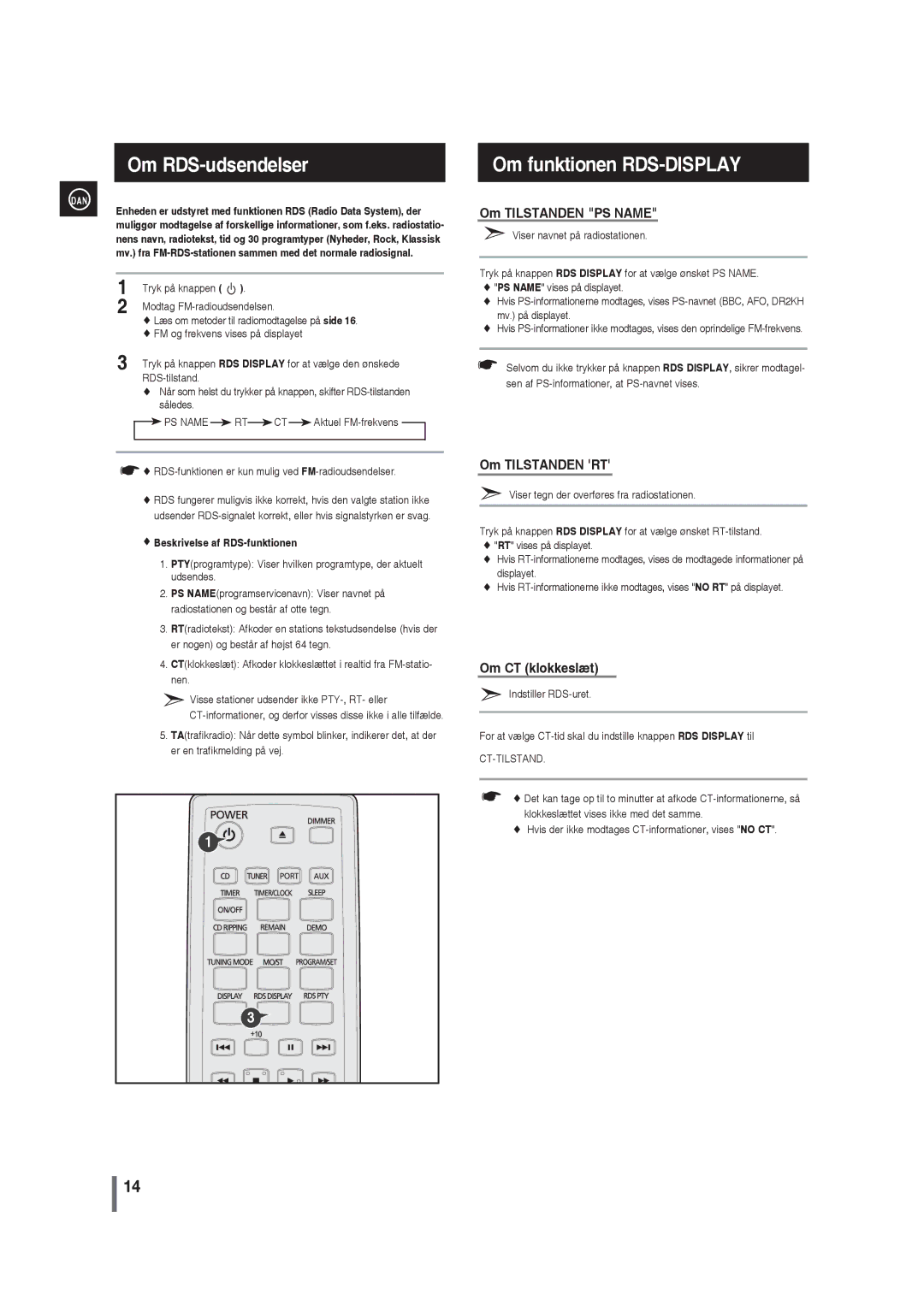 Samsung MM-G35R/XEE manual Beskrivelse af RDS-funktionen 