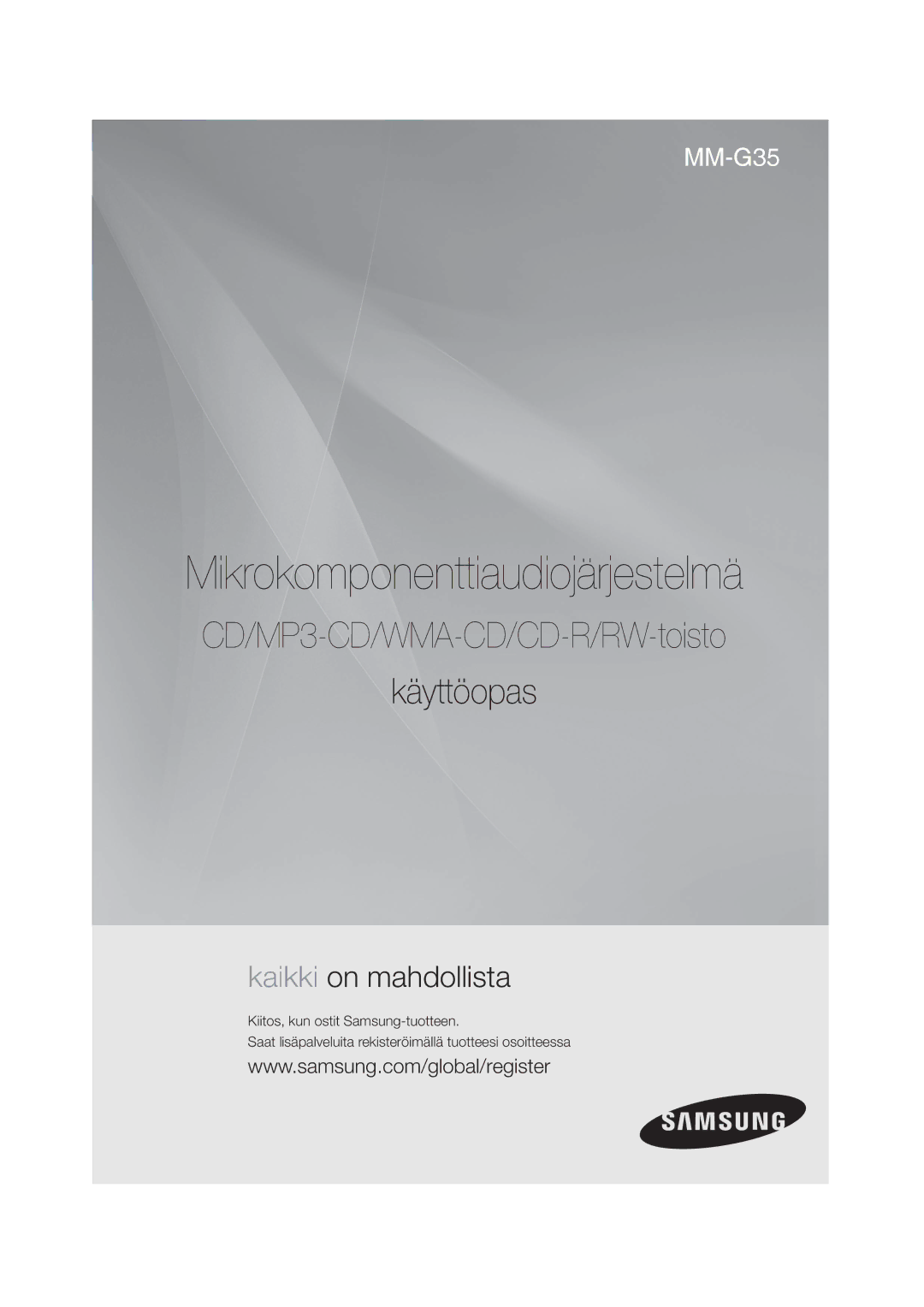 Samsung MM-G35R/XEE manual Mikrokomponenttiaudiojärjestelmä 