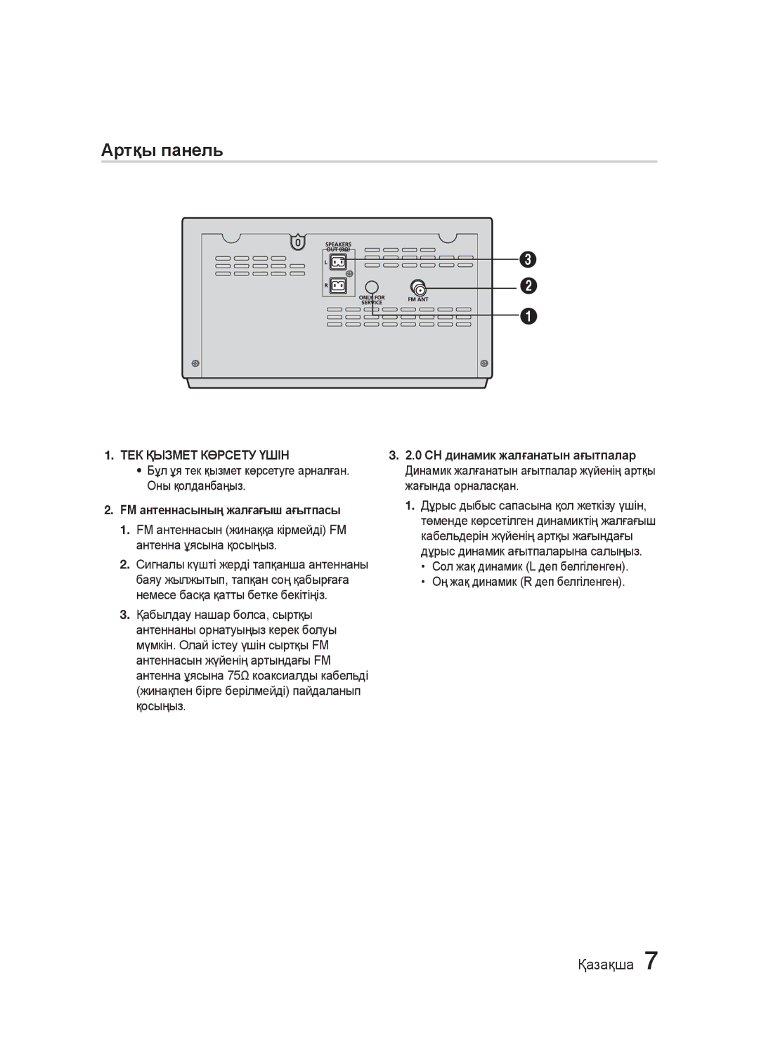 Samsung MM-J330/RU, MM-J320/RU Бұл ұя тек қызмет көрсетуге арналған. Оны қолданбаңыз, FM антеннасының жалғағыш ағытпасы 