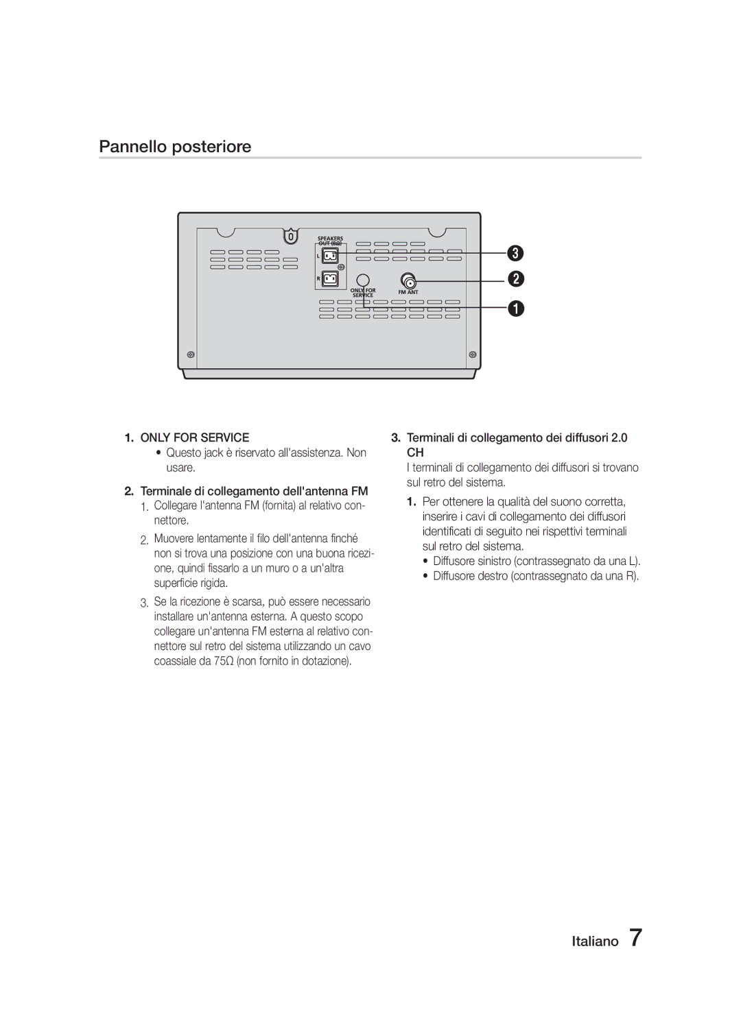 Samsung MM-J330/ZF, MM-J320/ZF manual Pannello posteriore, Only for Service 