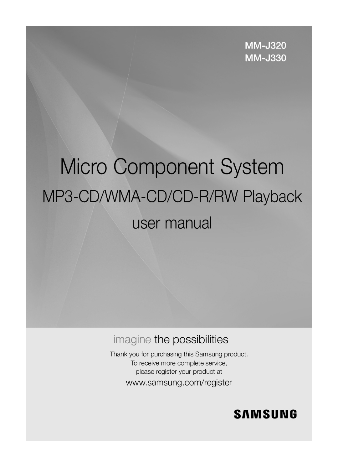 Samsung MM-J320/EN, MM-J330/EN, MM-J330/XN, MM-J320/XN manual Micro Component System 