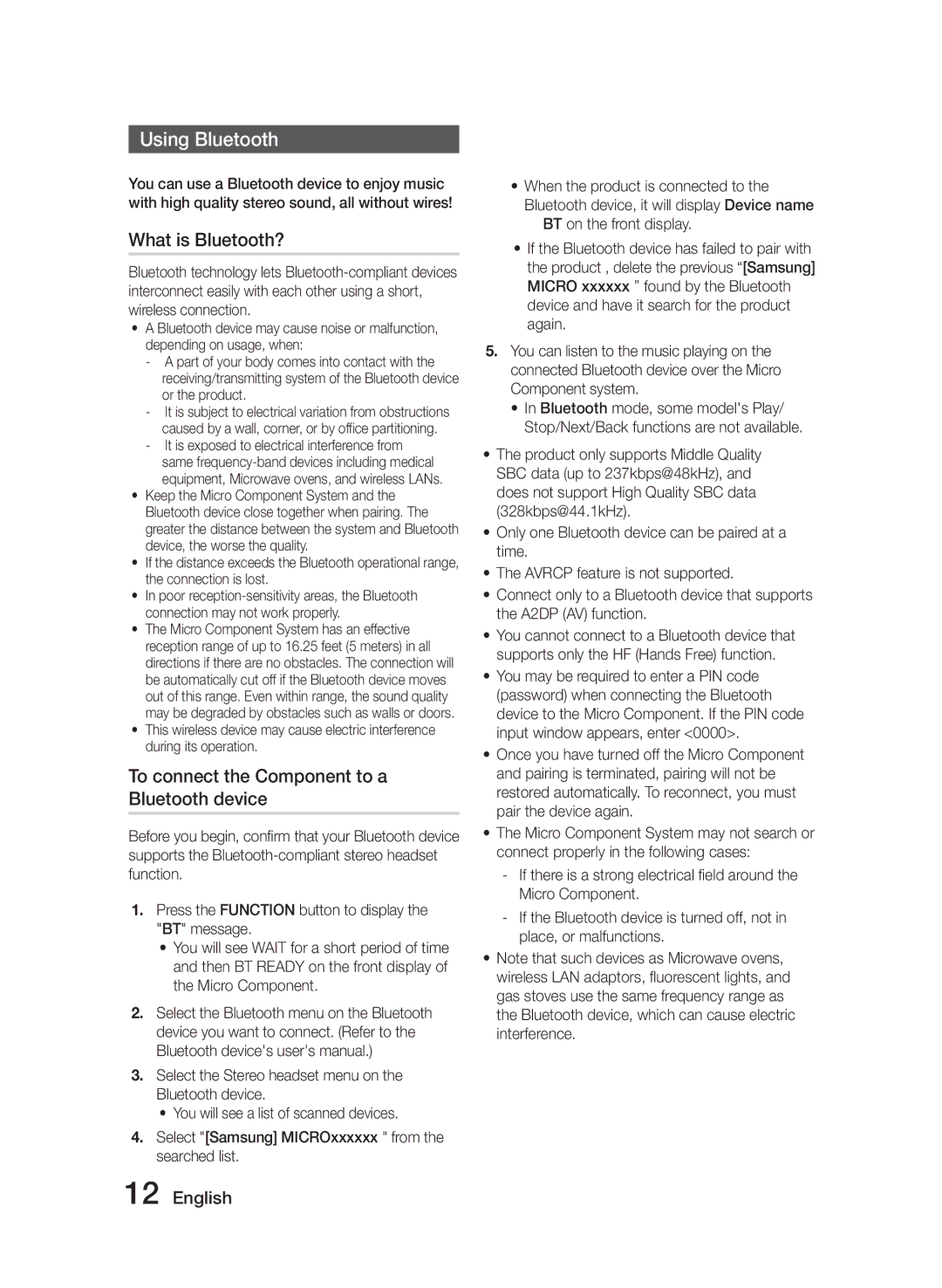 Samsung MM-J330/EN, MM-J320/EN manual Using Bluetooth, What is Bluetooth?, To connect the Component to a Bluetooth device 