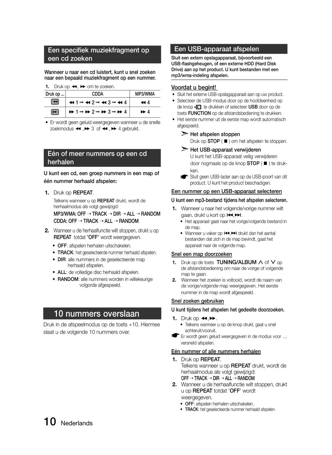 Samsung MM-J330/XN Een specifiek muziekfragment op een cd zoeken, Eén of meer nummers op een cd herhalen, Voordat u begint 