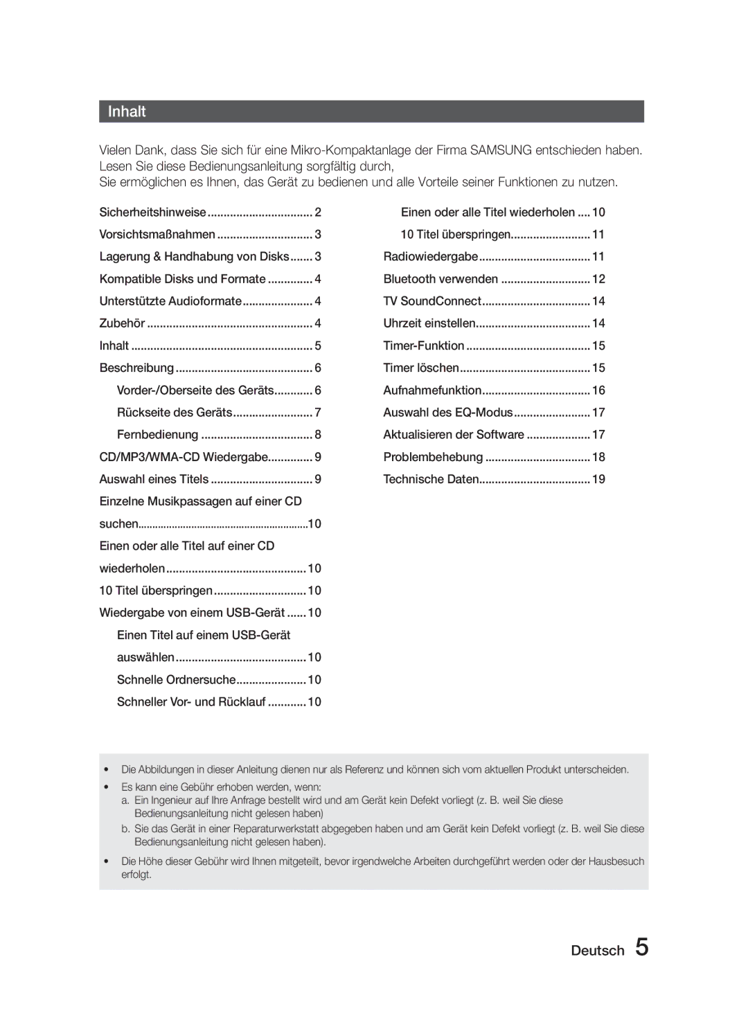 Samsung MM-J320/EN, MM-J330/EN, MM-J330/XN, MM-J320/XN manual Inhalt 