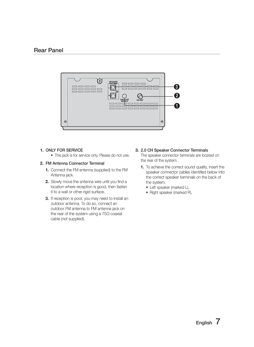 Samsung MM-J320/XN, MM-J330/EN, MM-J320/EN, MM-J330/XN Only for Service, This jack is for service only. Please do not use 