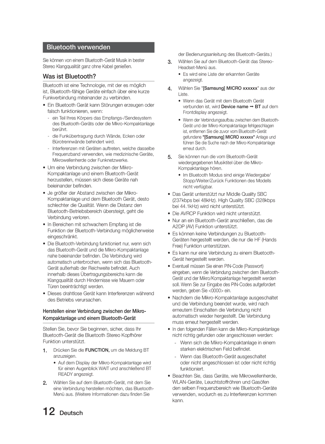 Samsung MM-J330/EN, MM-J320/EN, MM-J330/XN, MM-J320/XN manual Bluetooth verwenden, Was ist Bluetooth? 